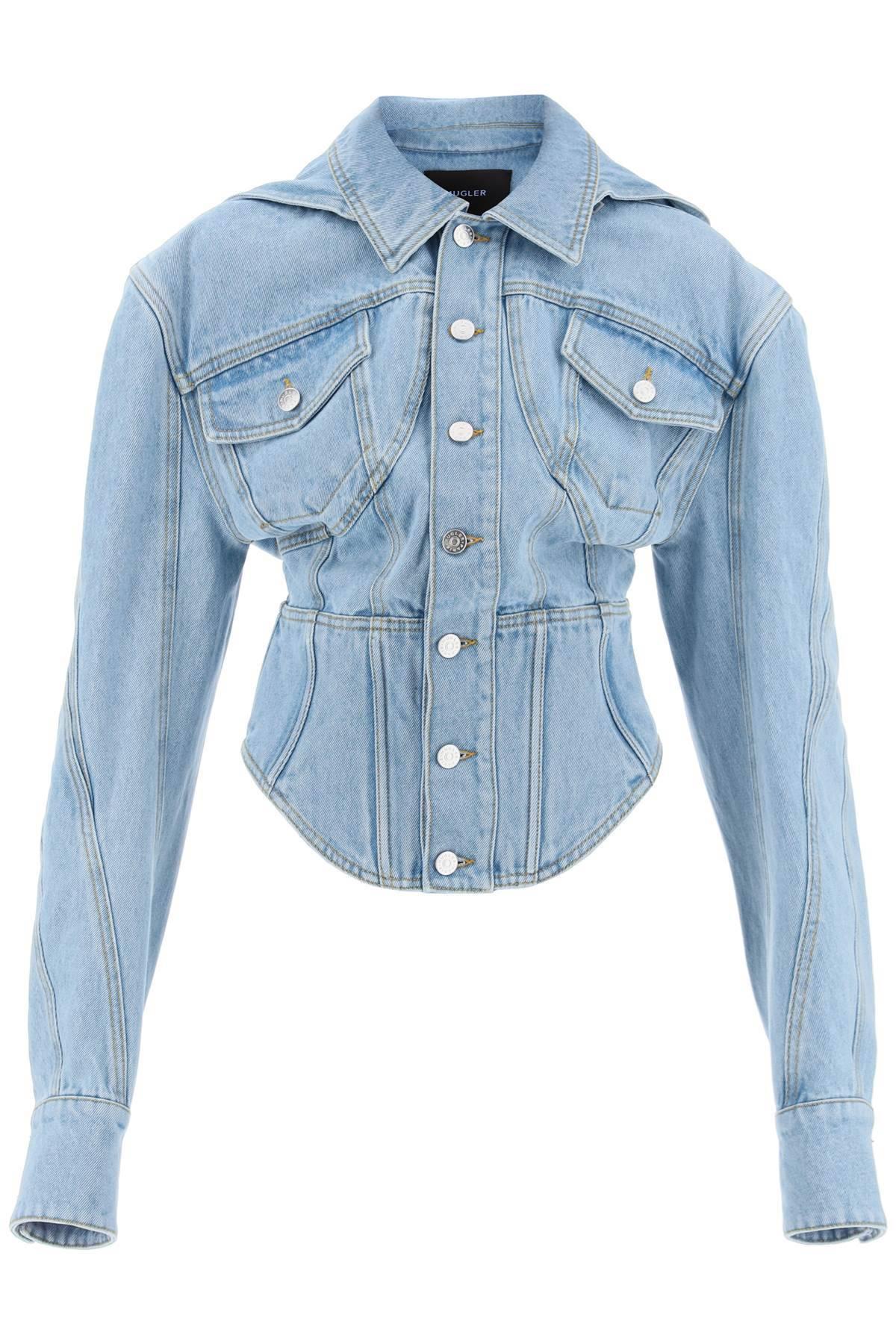 Mugler Denim Jacket With Corset Detail in Blue | Lyst UK