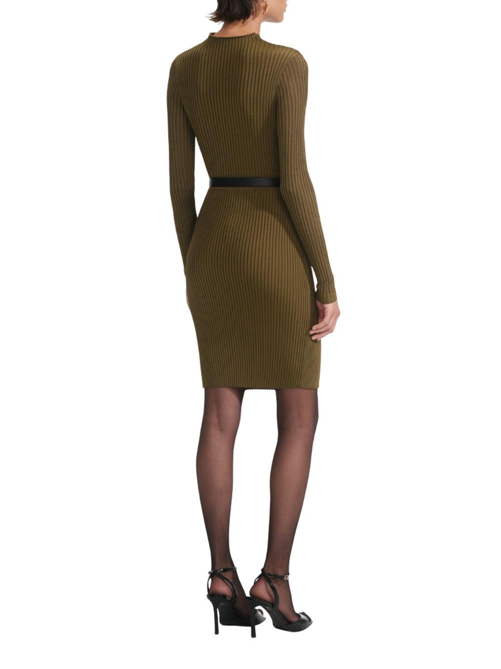 self portrait green knit dress Clothes SELF-PORTRAIT Green Keyhole Knit Midi Dress of Women