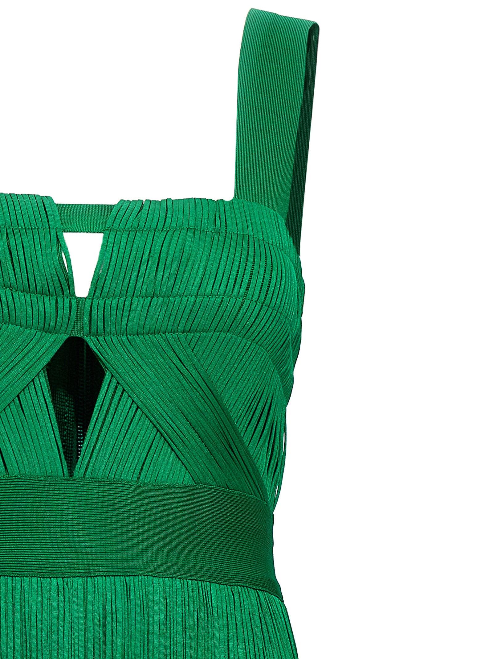 herve leger fringe dress green Herve Leger Green Fringe Dress by Herve Leger