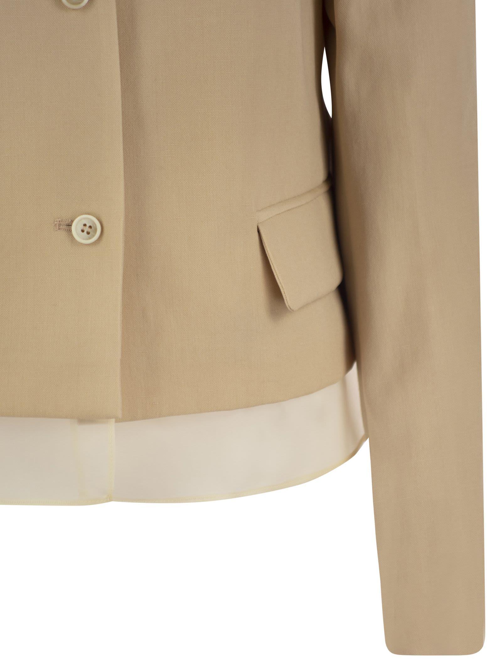 ジャケット FABIANA FILIPPI Wool and linen mat jacket (GCD265F314 1261) Fabiana Filippi Wool And Linen Mat Jacket in Natural | Lyst
