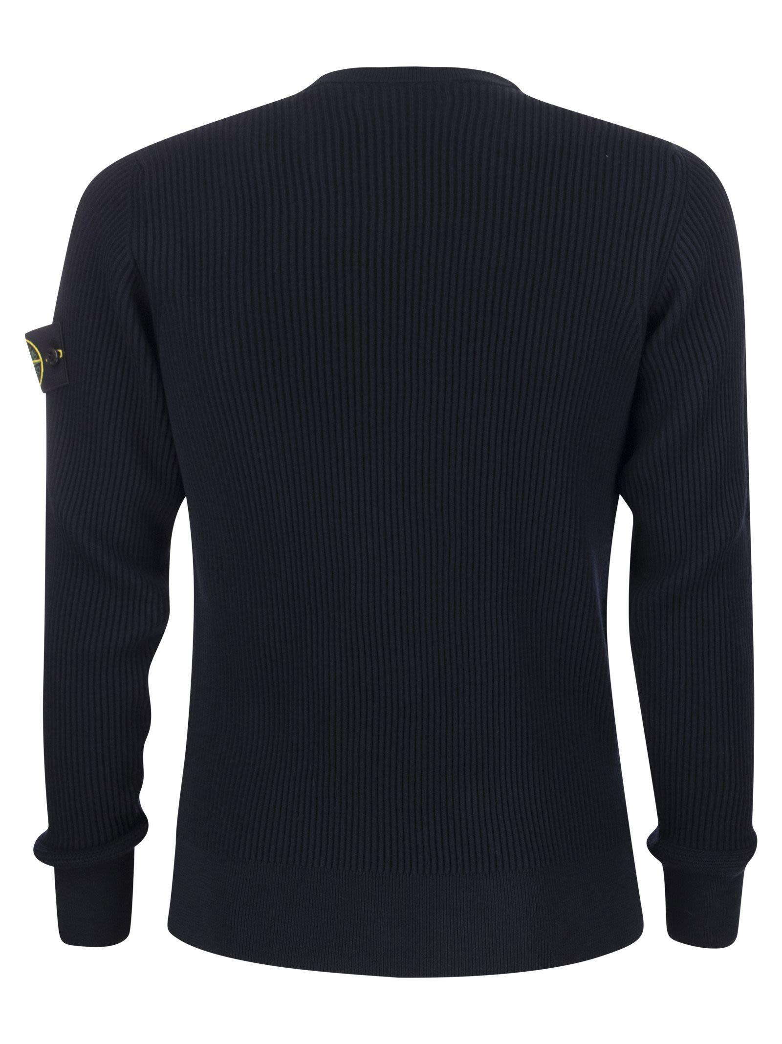 Stone Island Ribbed Sweater In Virgin Wool in Blue Lyst UK