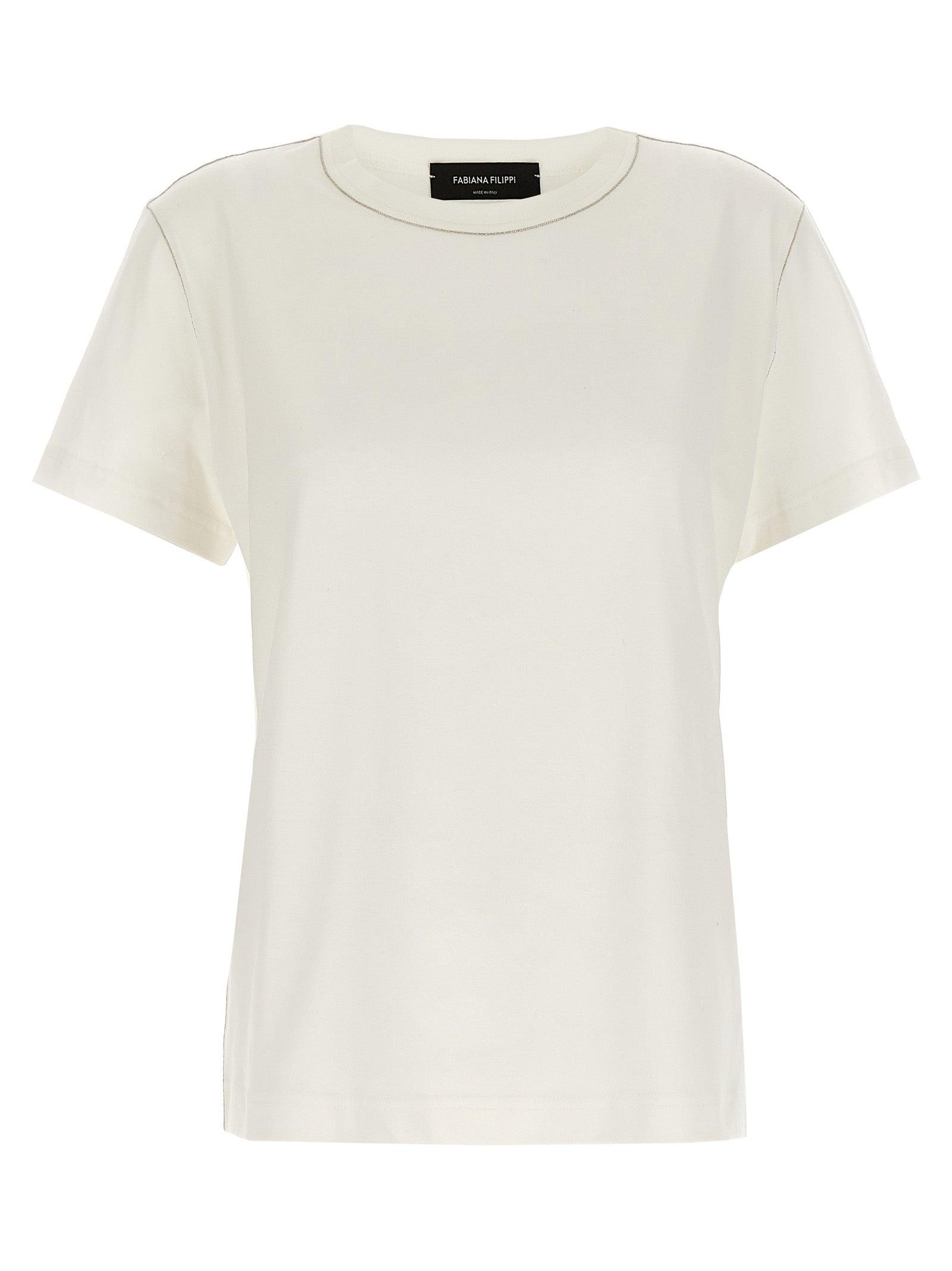 Tシャツ・カットソー Fabiana Filippi White Cotton Jersey Fabric T-Shirt Jersey T-shirt, optical white for Women | Fabiana Filippi®