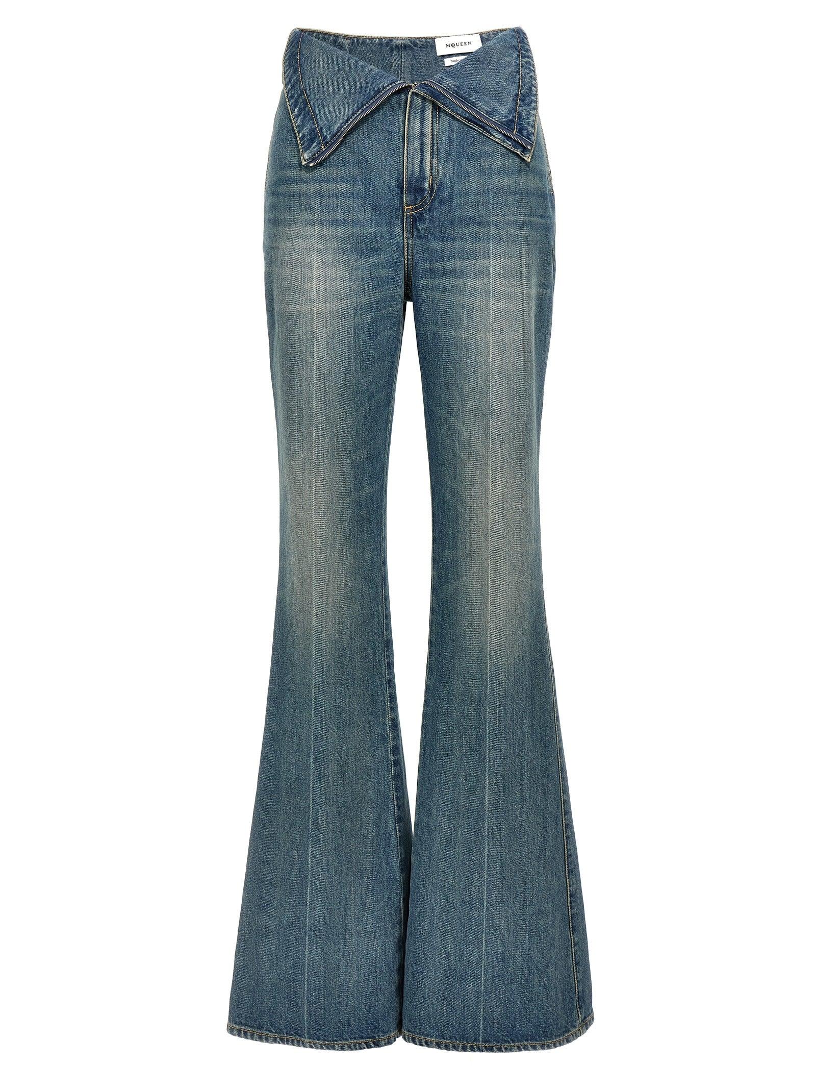 デニム・ジーパン alexander mcqueen FW24 Wide leg jeans (802098QMACX 1307) Alexander McQueen Wide Leg Jeans | Black | FARFETCH