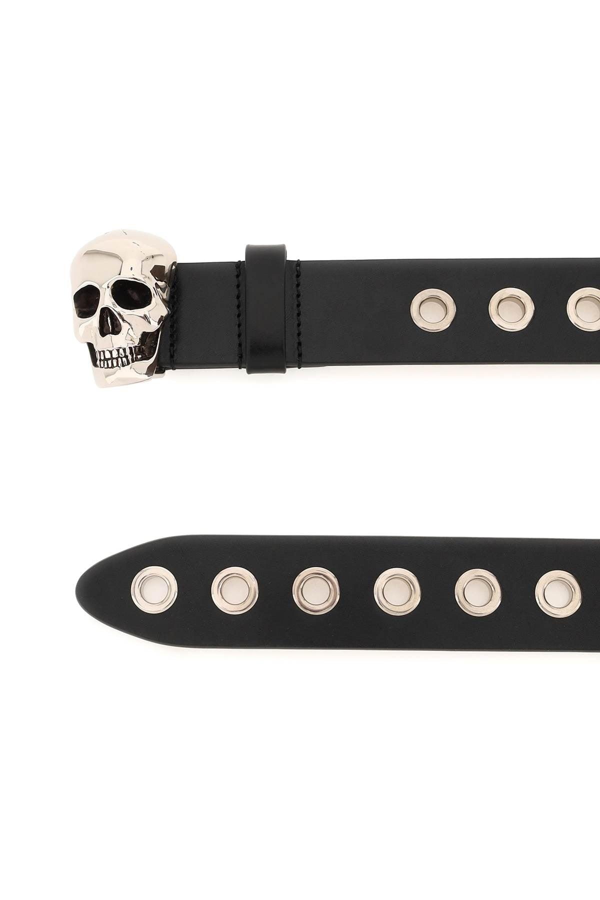 Alexander McQueen Skull 3d Leather Belt in White for Men | Lyst