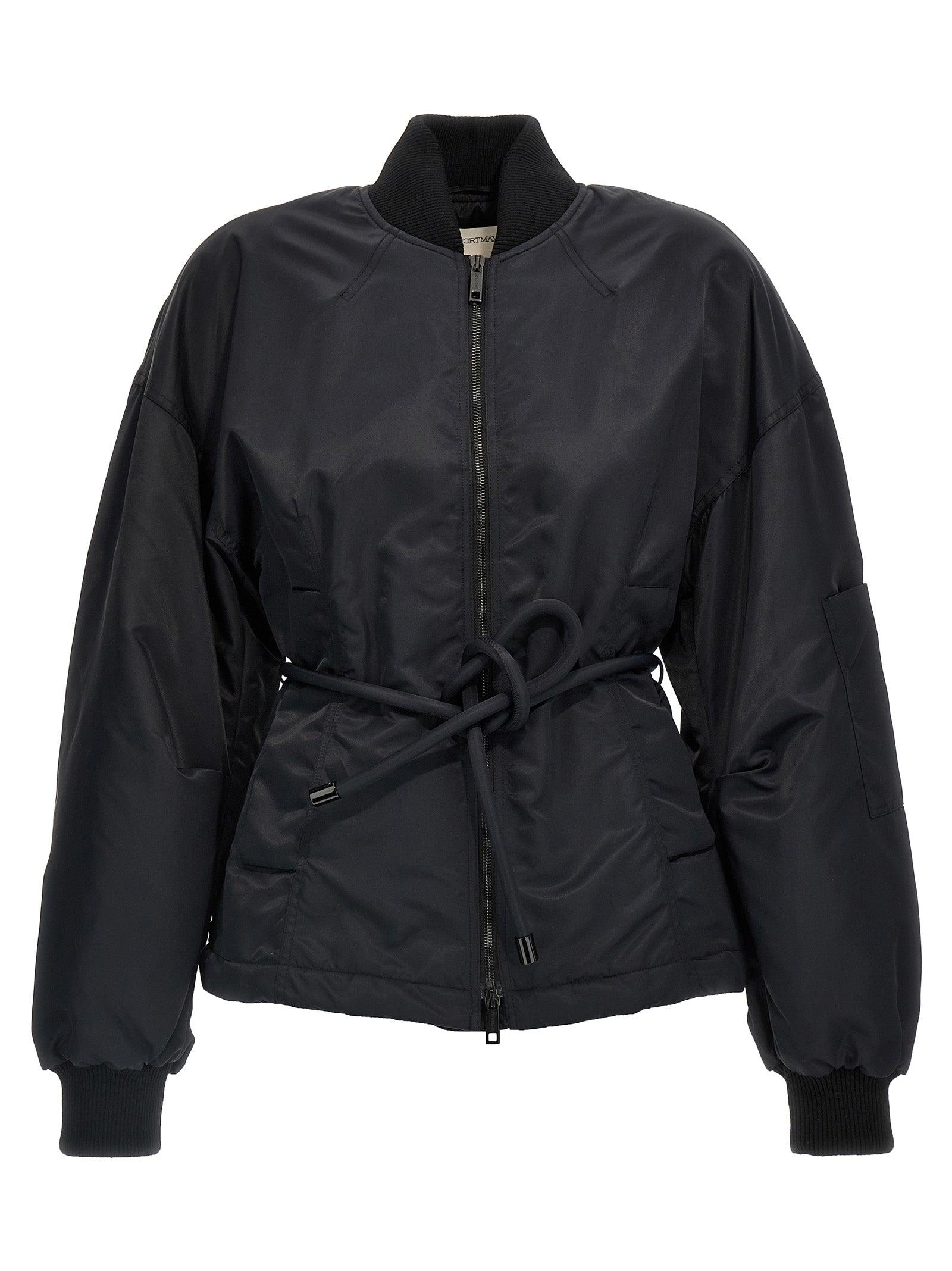 【送料&関税込】SportMax Button-up Belted Jacket Sportmax 'Zebu' Bomber Jacket in Black | Lyst Australia