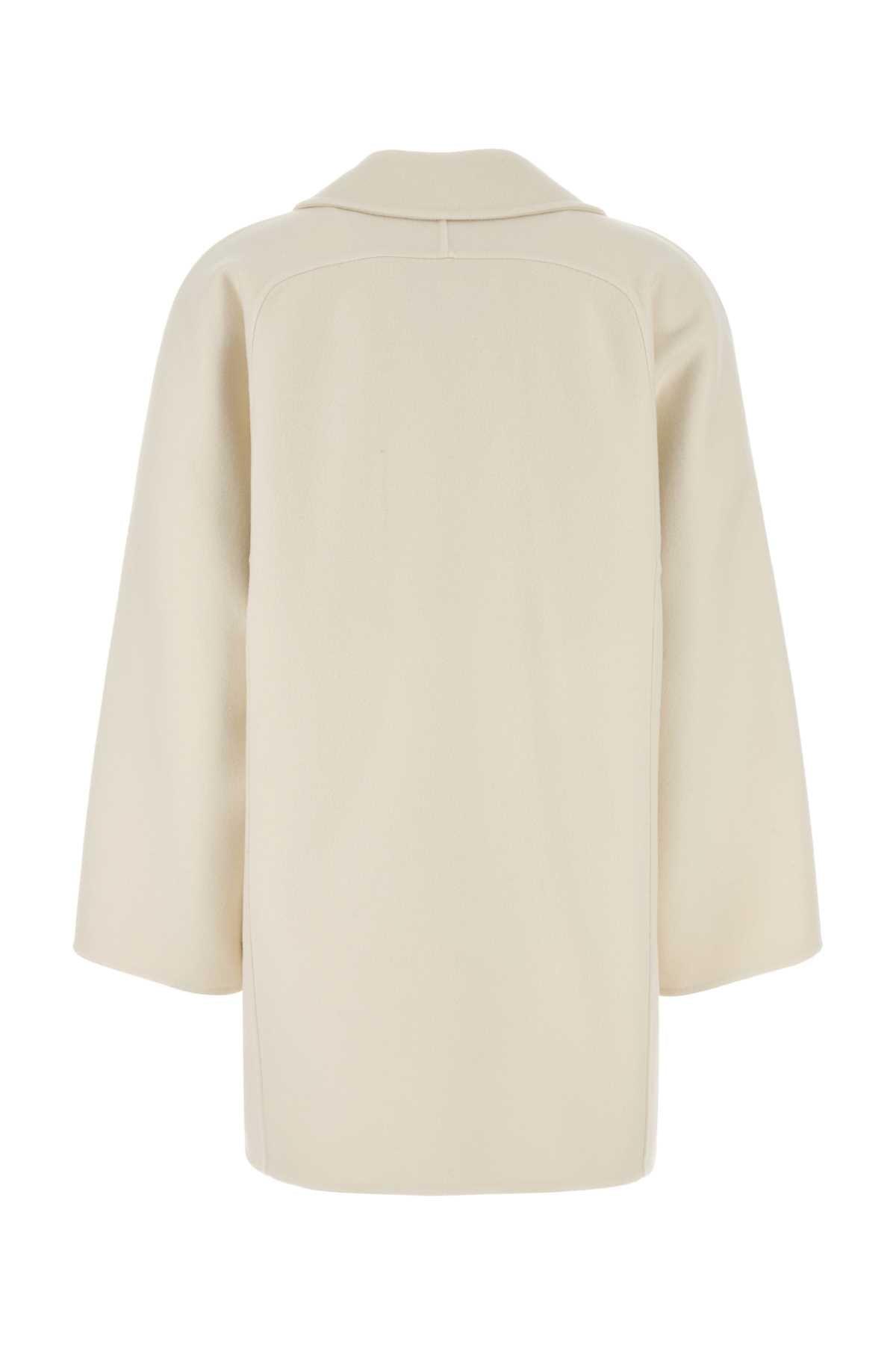 Max Mara Ivory Wool Blend Orma Coat in White | Lyst UK