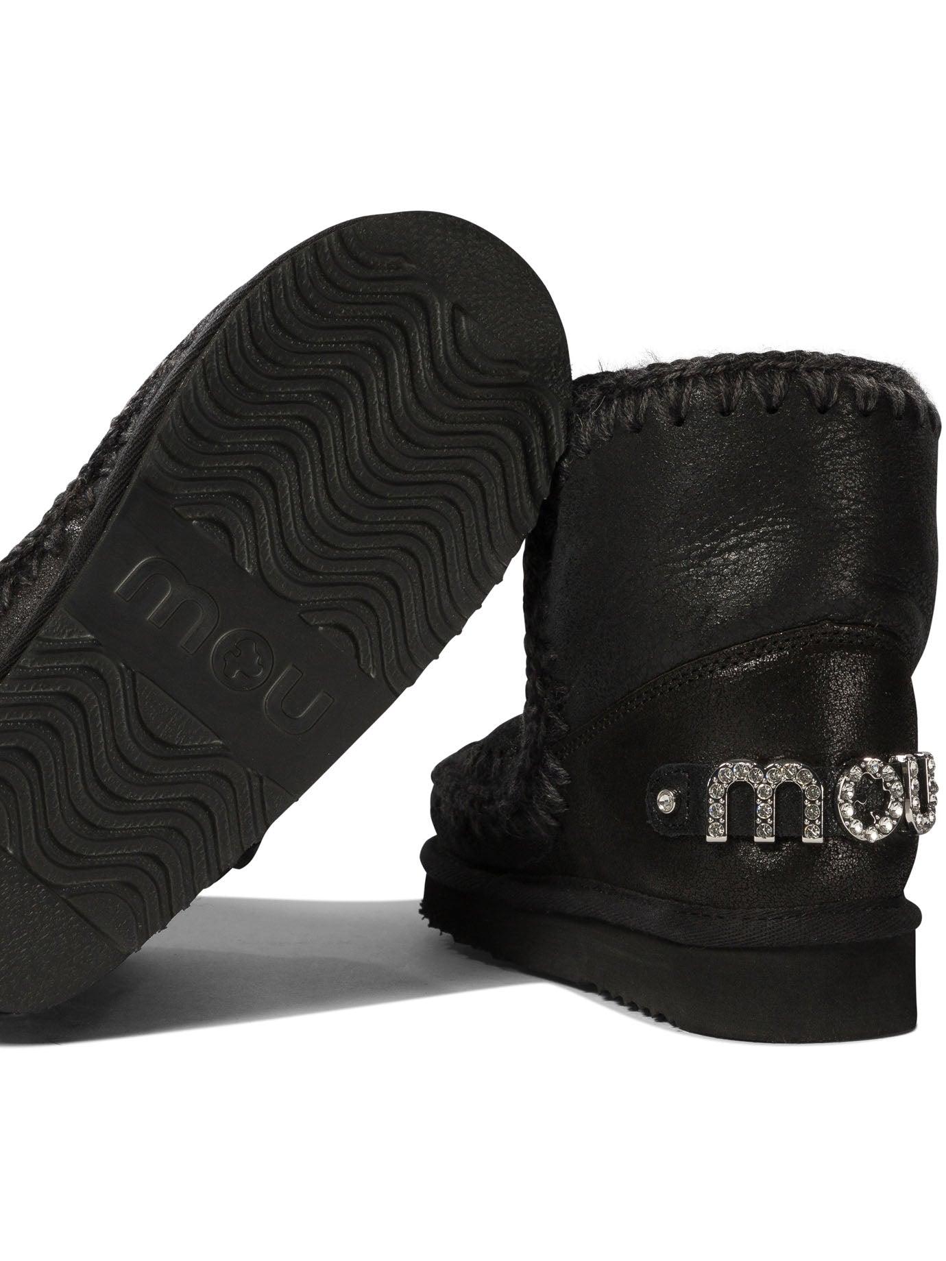 ショートブーツ・ブーティ Mou \"Eskimo 18 with rhinestones logo\" ankle boots Black Mou Eskimo 18 With Rhinestones Logo Ankle Boots in Black | Lyst