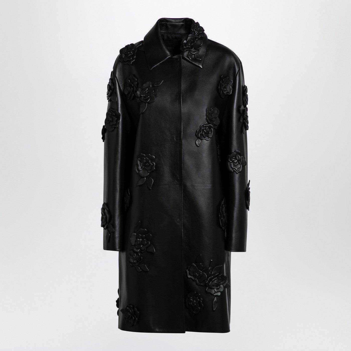 ジャケット Valentino Black leather coat with embroidery Valentino Coats for Women | Online Sale up to 84% off | Lyst