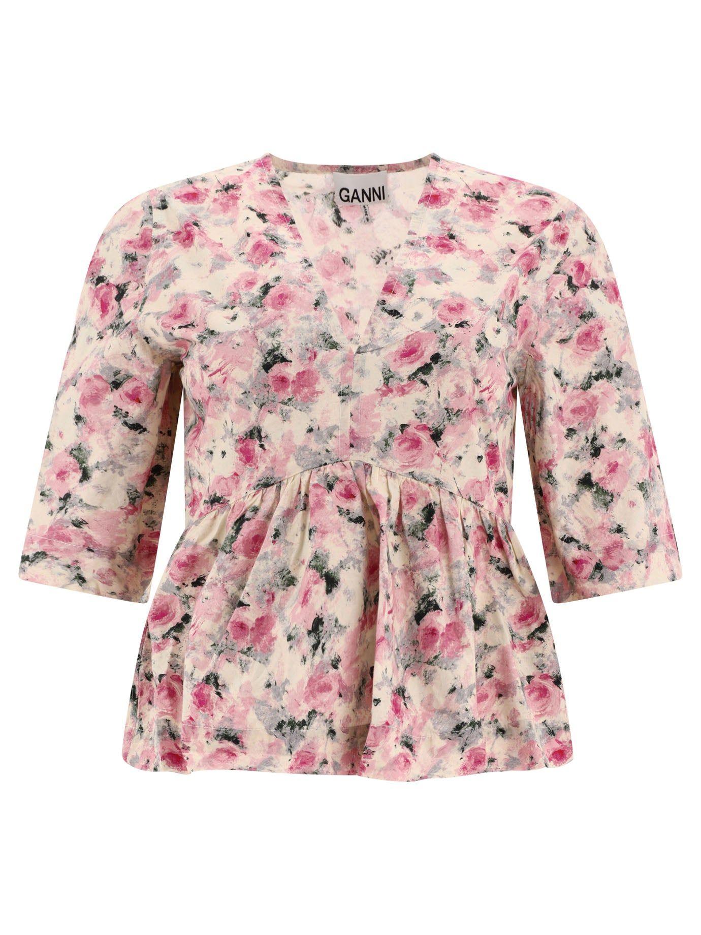 Ganni Peplum Blouse in Pink