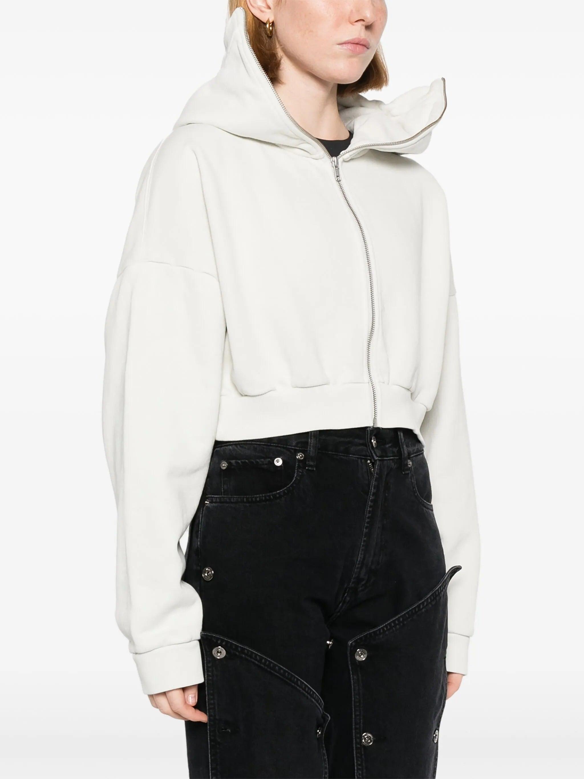 Entire studios Cropped Full Zip Rice in White | Lyst