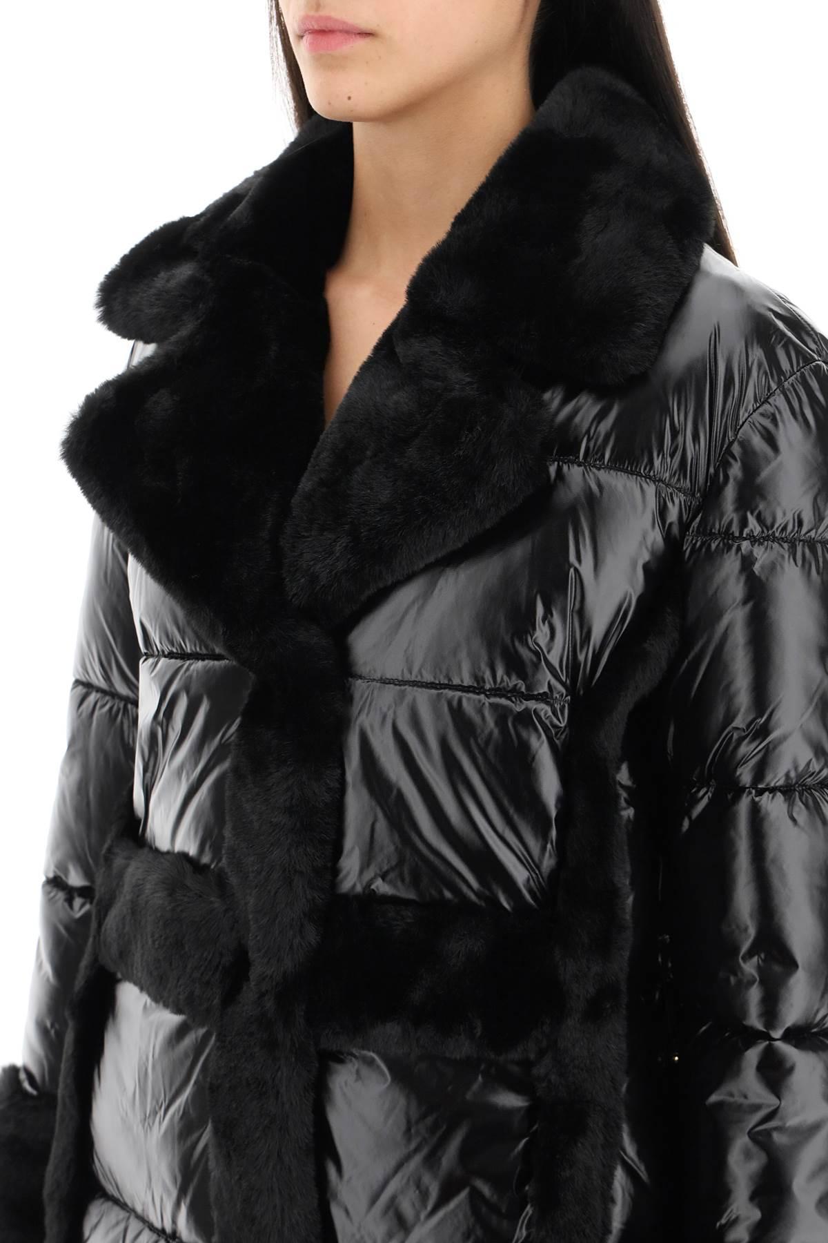 MARCIANO BY GUESS Puffer Jacket With Faux Fur Details in Black | Lyst