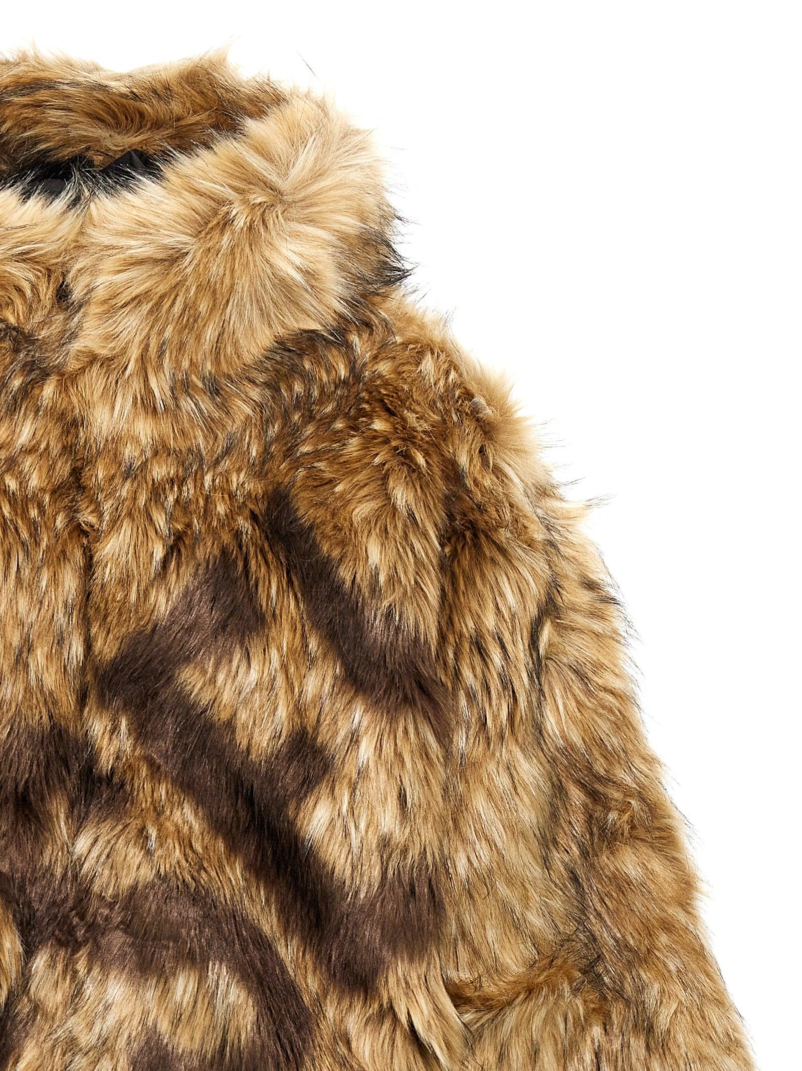 DIESEL Faux Fur W-Mag Hooded Coat in Natural for Men | Lyst