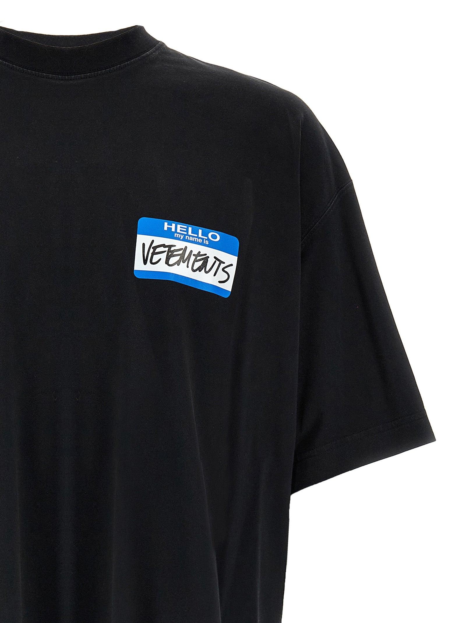 VETEMENTS My Name Sticker クロップド ロゴ コットン Tシャツ Vetements 'My Name Sticker' T-Shirt in Black for Men | Lyst
