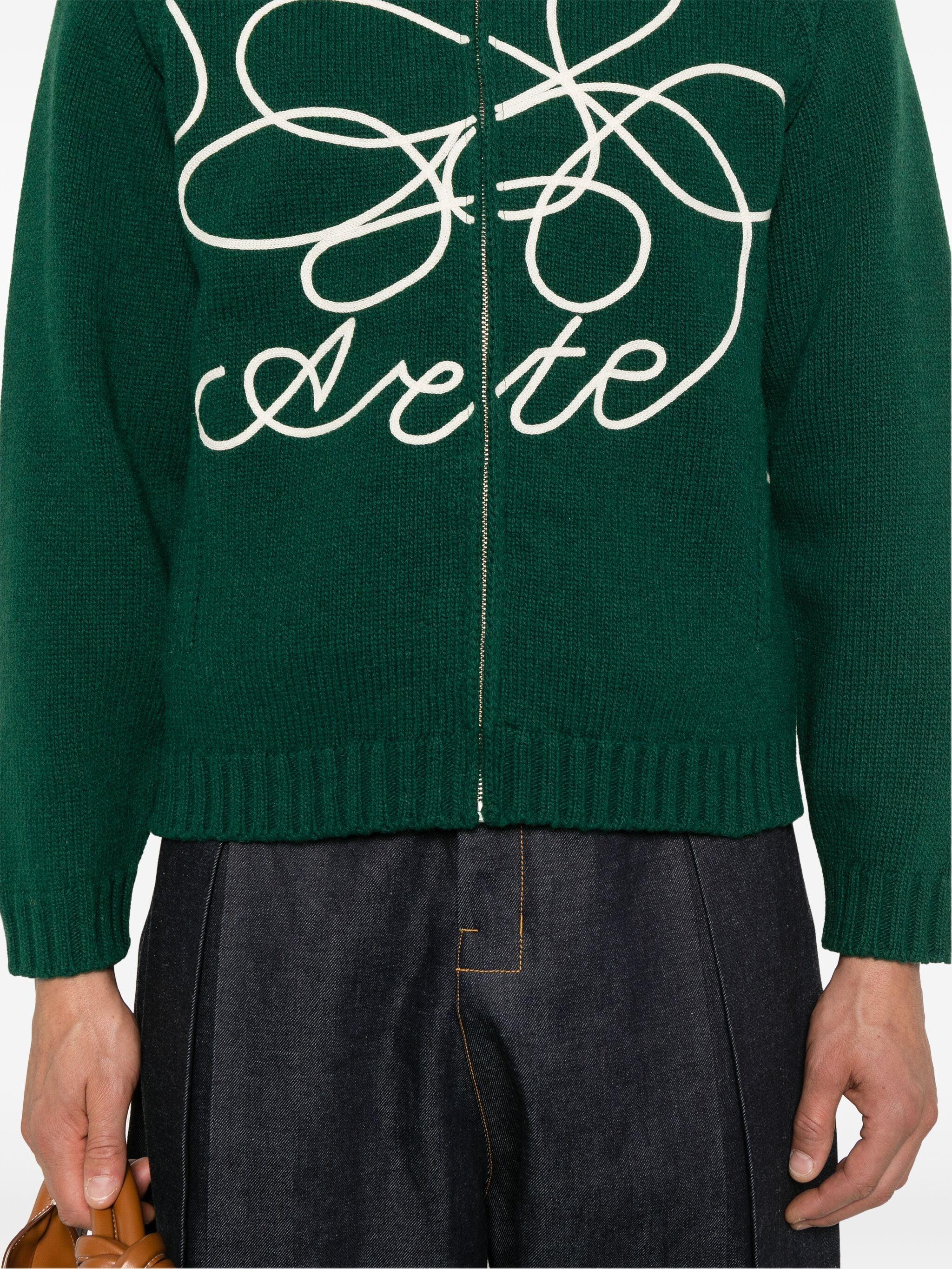 Arte' Wool Blend Logo Cardigan in Green for Men | Lyst UK