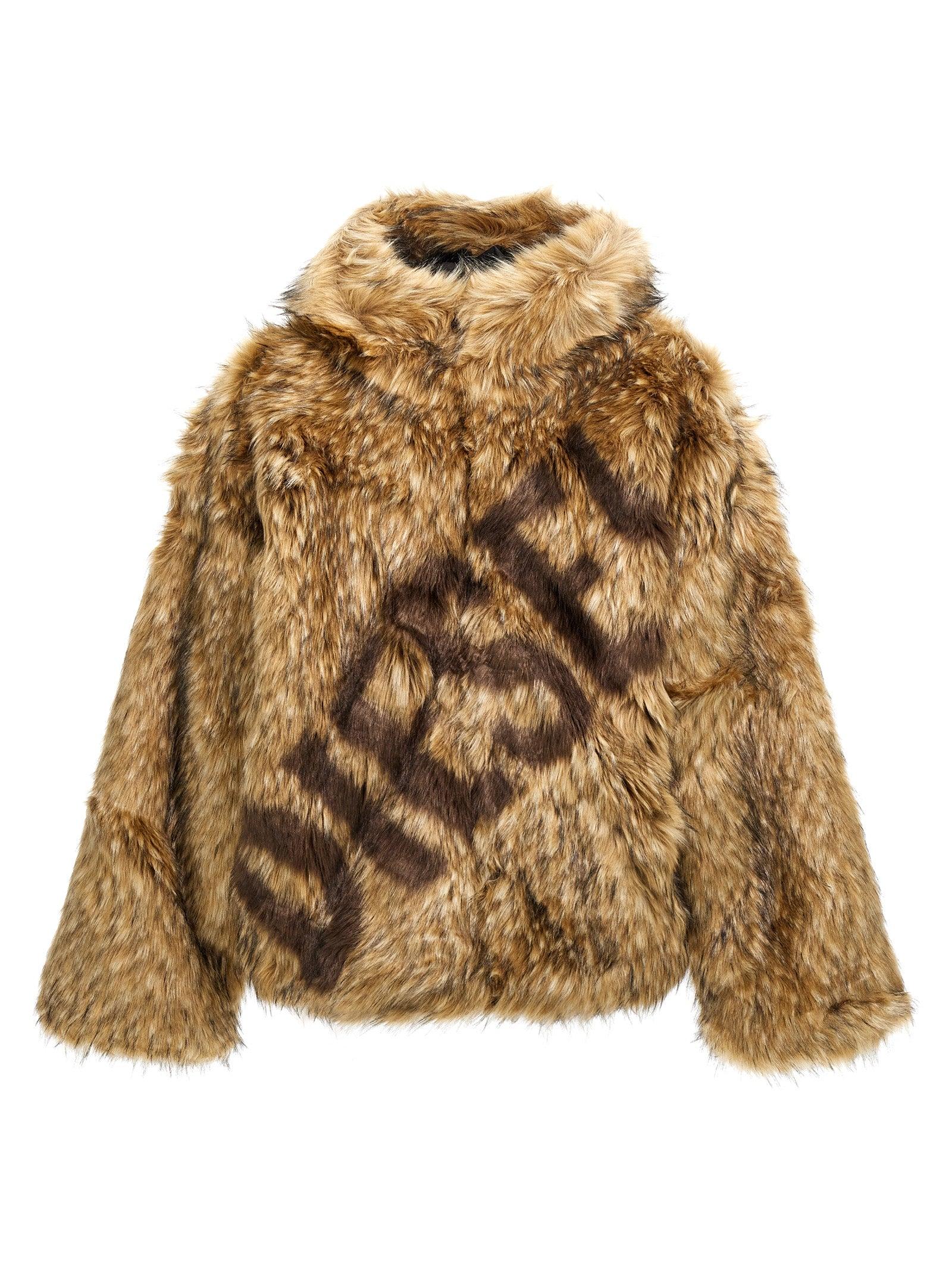 DIESEL Faux Fur W-Mag Hooded Coat in Natural for Men | Lyst