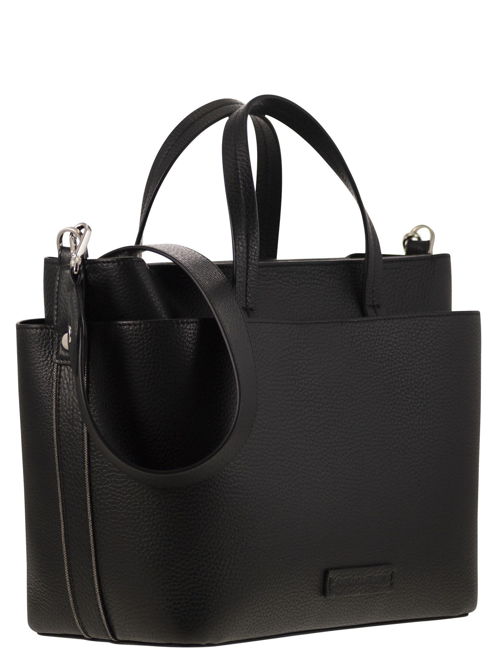 トートバッグ FABIANA FILIPPI Leather bag with diamond thread Fabiana Filippi Leather Bag With Diamond Thread in Black