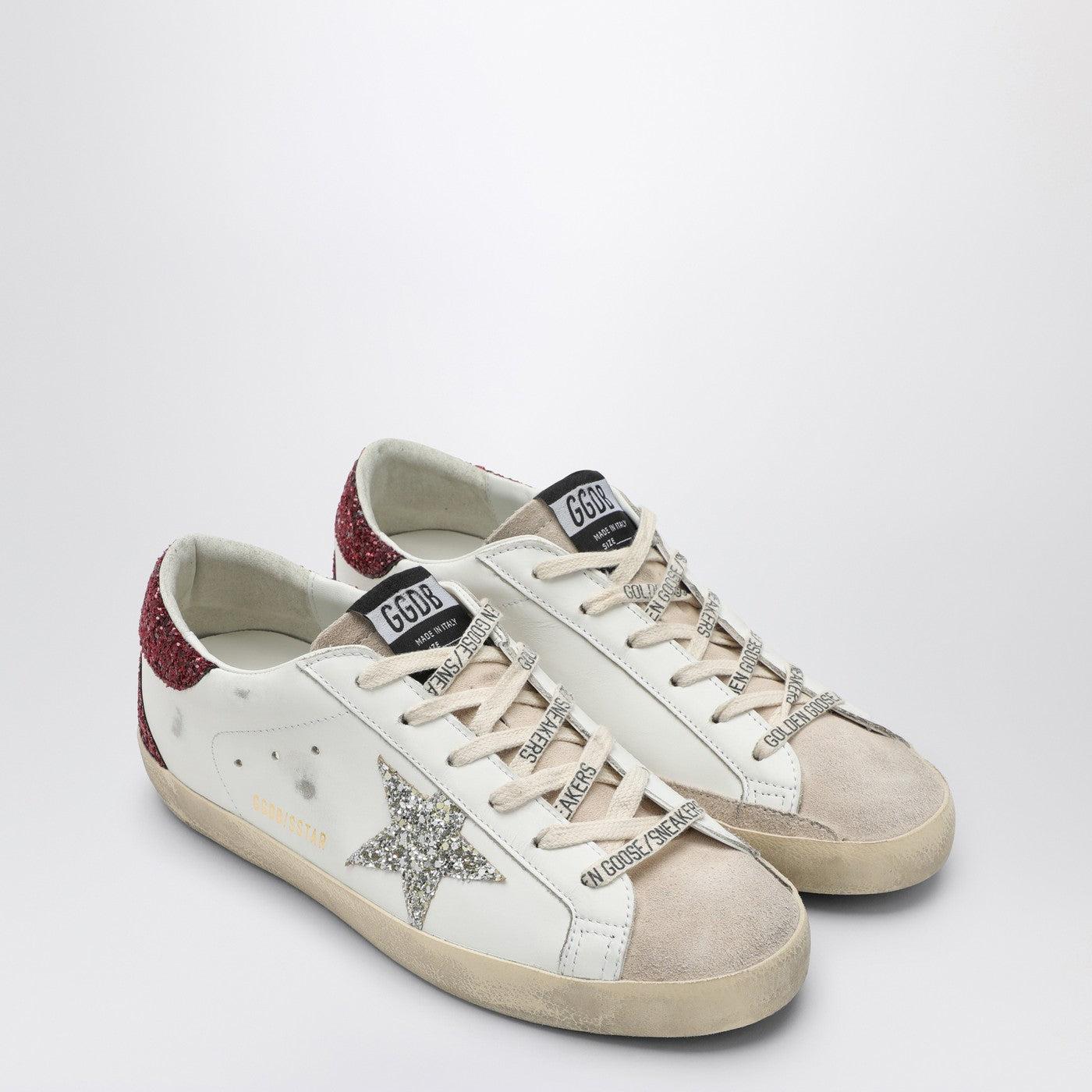 Golden Goose Super-Star Sneaker With Burgundy/ Glitter in