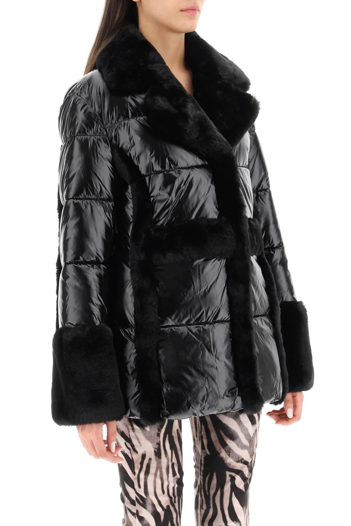 MARCIANO BY GUESS Puffer Jacket With Faux Fur Details in Black | Lyst