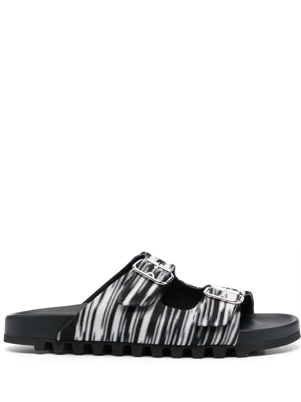 Missoni Mens 2 strap double Buckle Sandals - Black, Blue, and White/ slides slip Missoni | Shoes | Missoni Multicolor Lurex And Satin Fabric  main image 3
