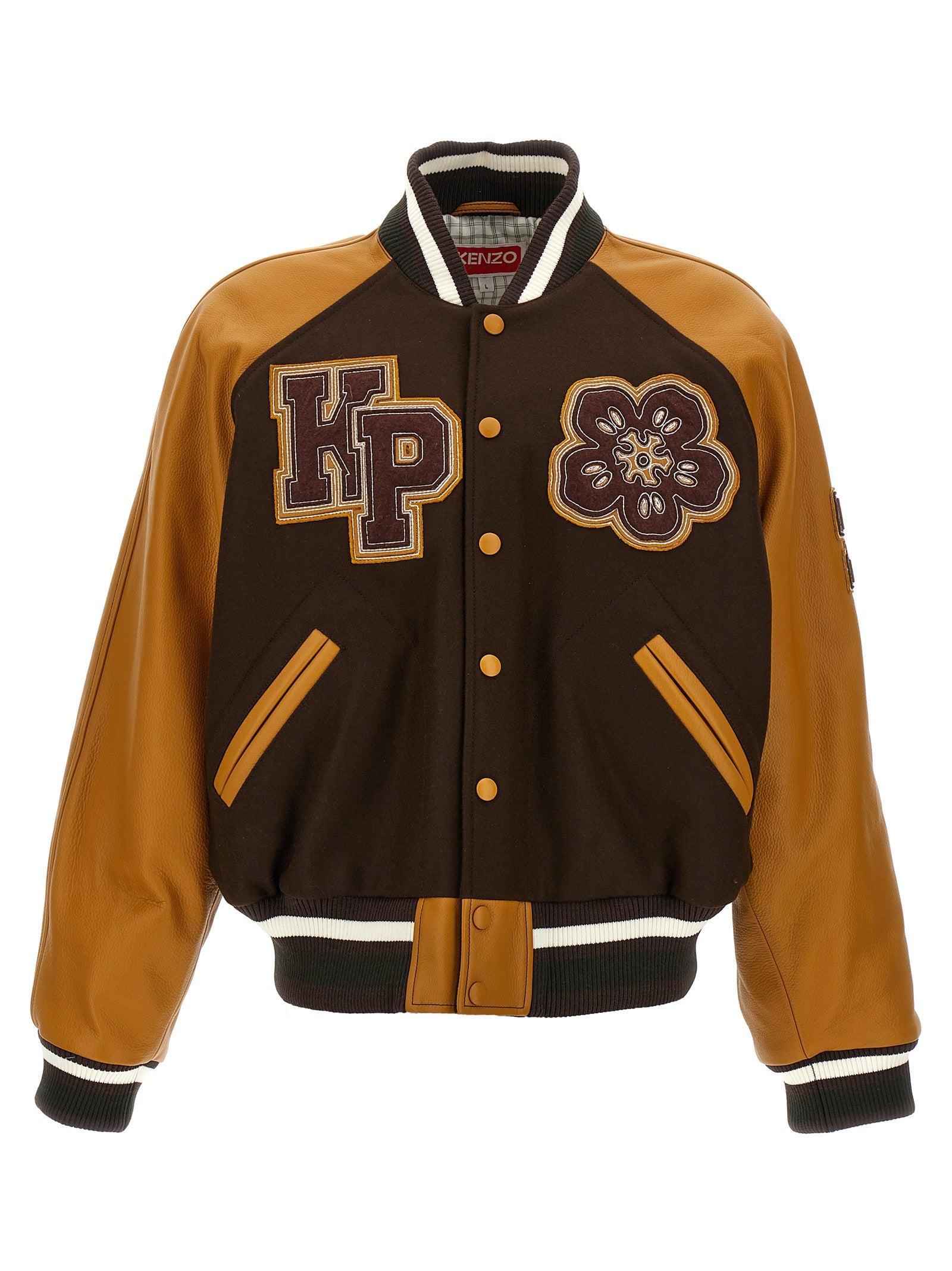 KENZO 'Boke Flower Varsity' Bomber Jacket in Brown for Men | Lyst