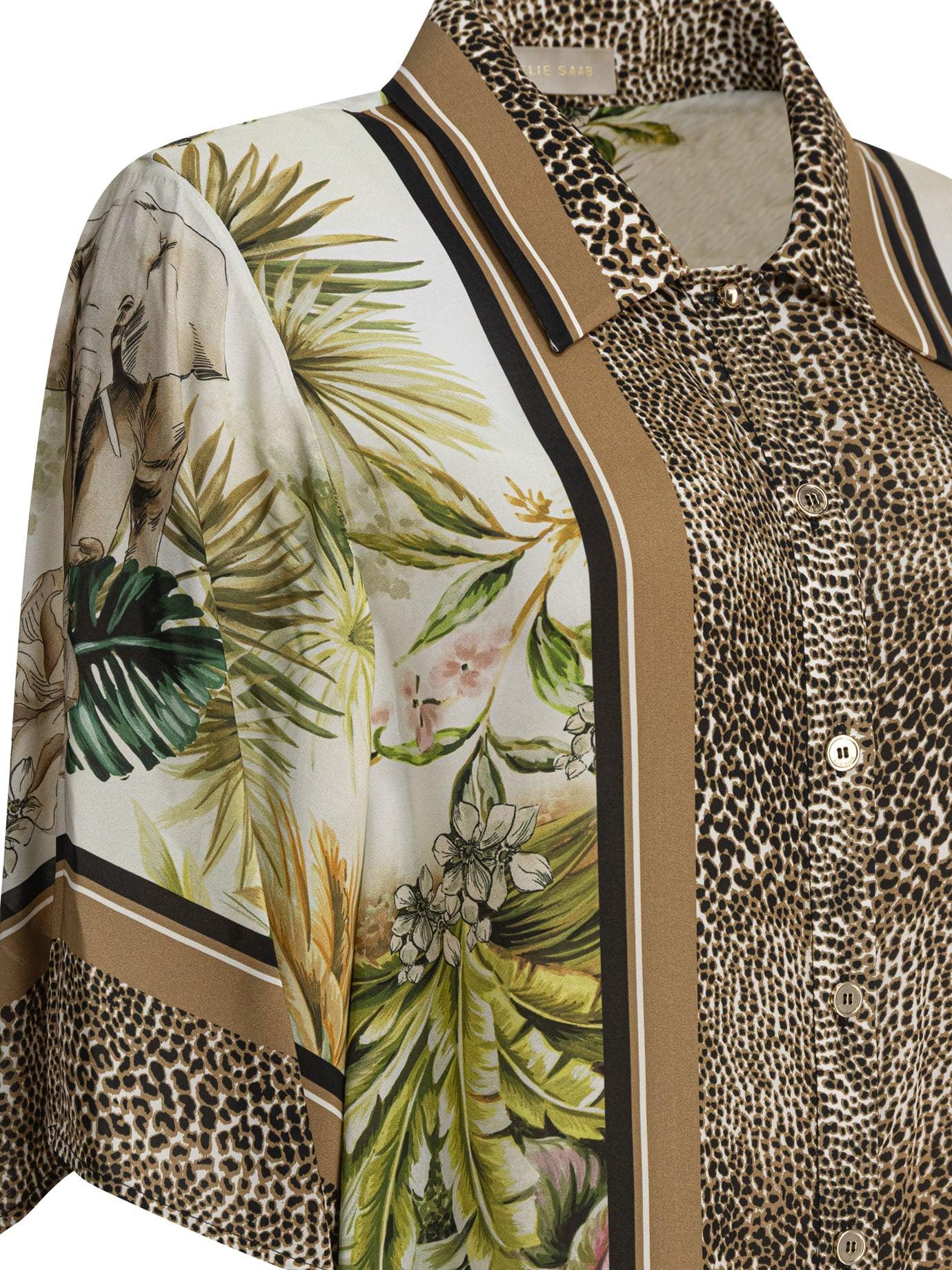 Tシャツ・カットソー Elie Saab Printed Chiffon Shirt FOULARD36 SILK Elie Saab Printed Chiffon Shirt Foulard36 Silk in Grey