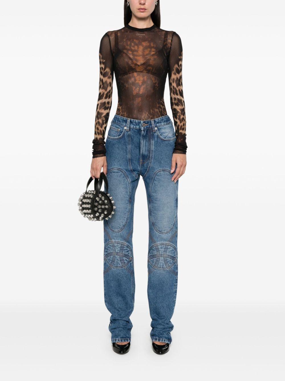 Jean Paul Gaultier Leopard Print Top in Black | Lyst
