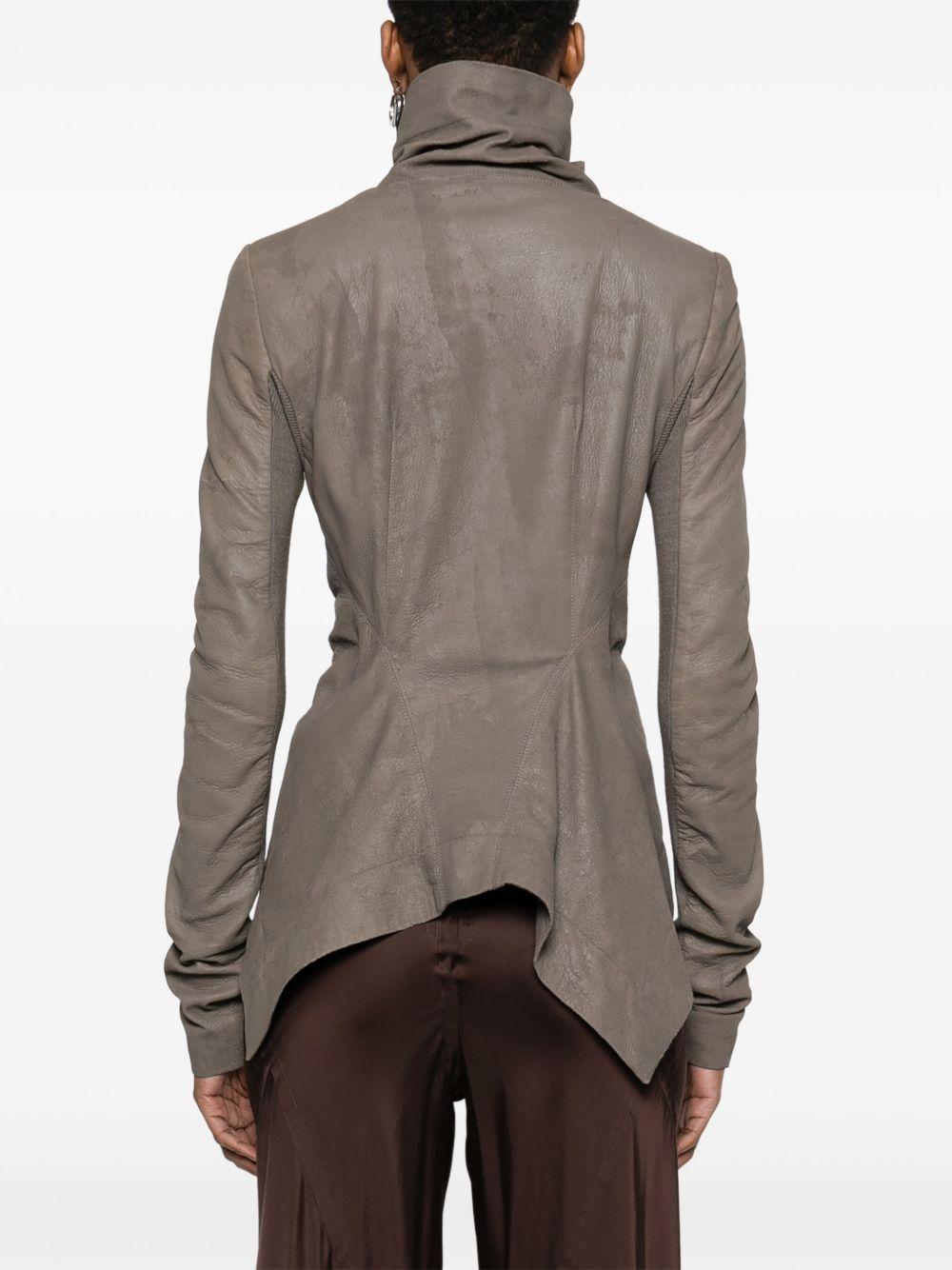 Rick Owens Leather Biker Jacket in Gray | Lyst