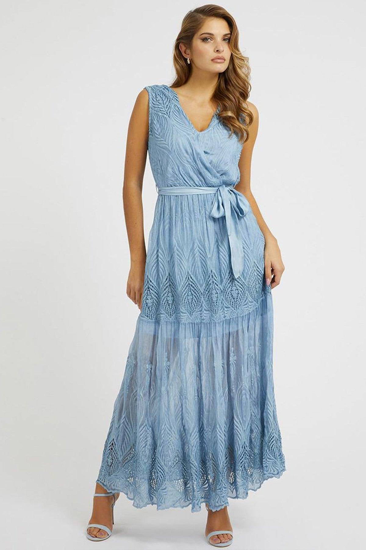sachin and babi light blue dress Guess Embroidered Lace Midi Dress at Foxvalley Mall in Aurora, IL