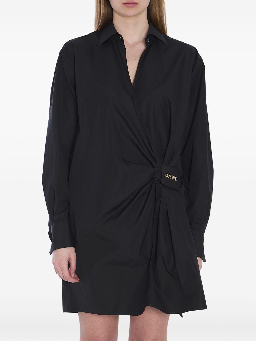 ワンピース LOEWE Black Satin Shirt Dress Loewe Black Satin Shirt Dress – LOZURI®