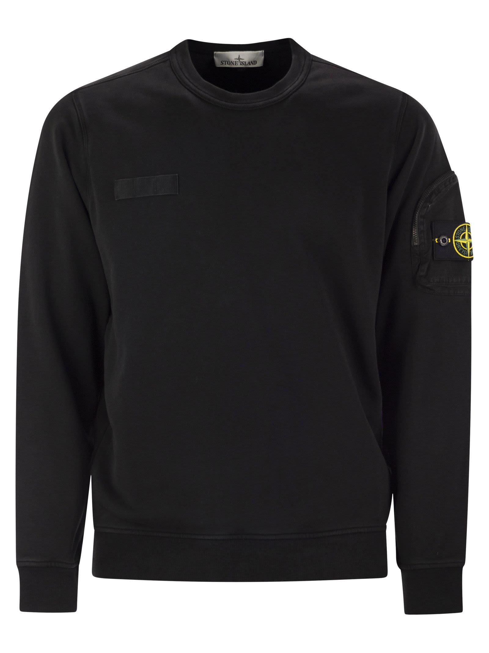 Sweat Shirt Black Stone Island Crew Neck STONE ISLAND Lightweight