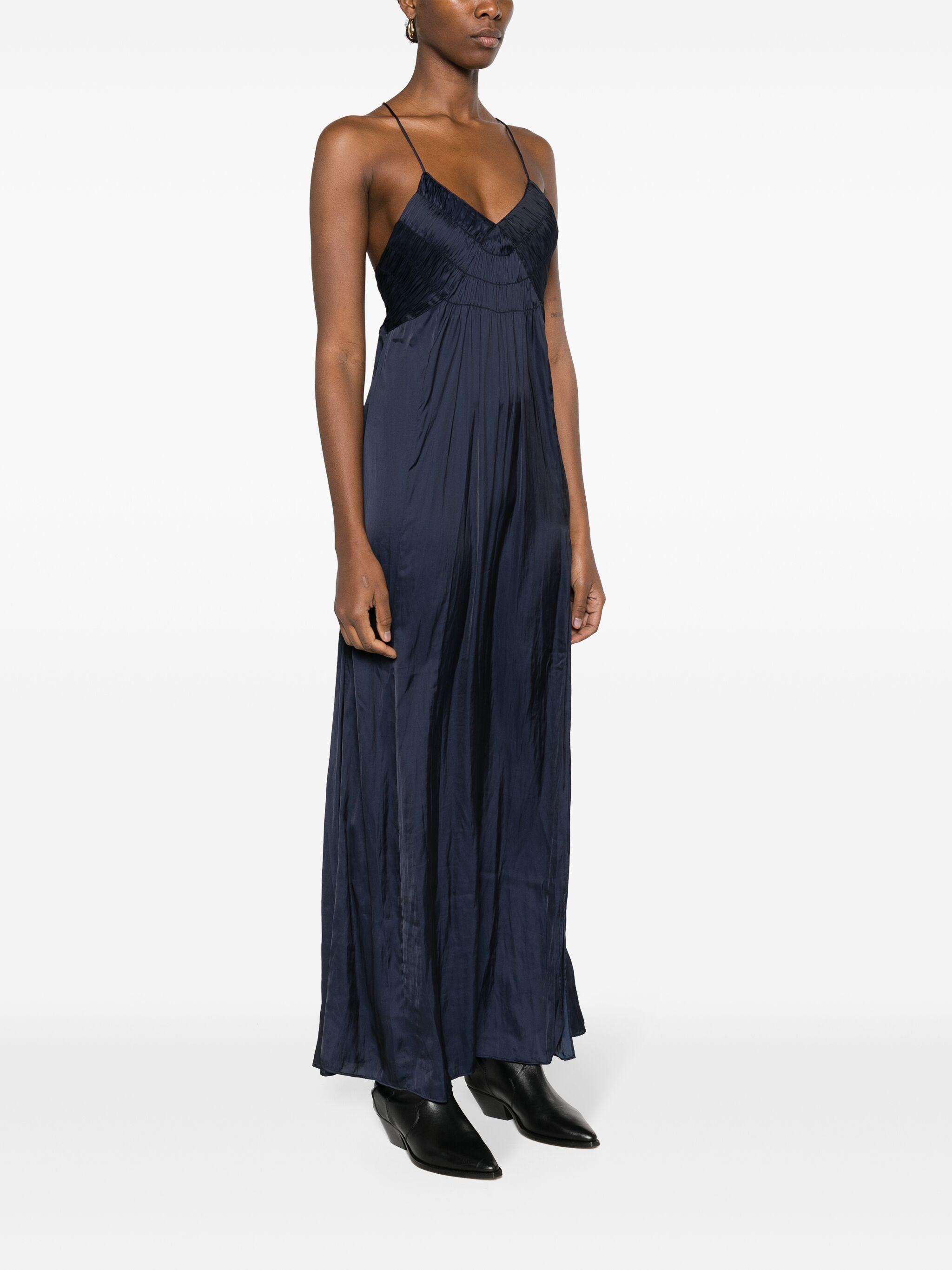 zadig rayonne satin dress Zadig & Voltaire Rayonne Satin Maxi Dress in Blue