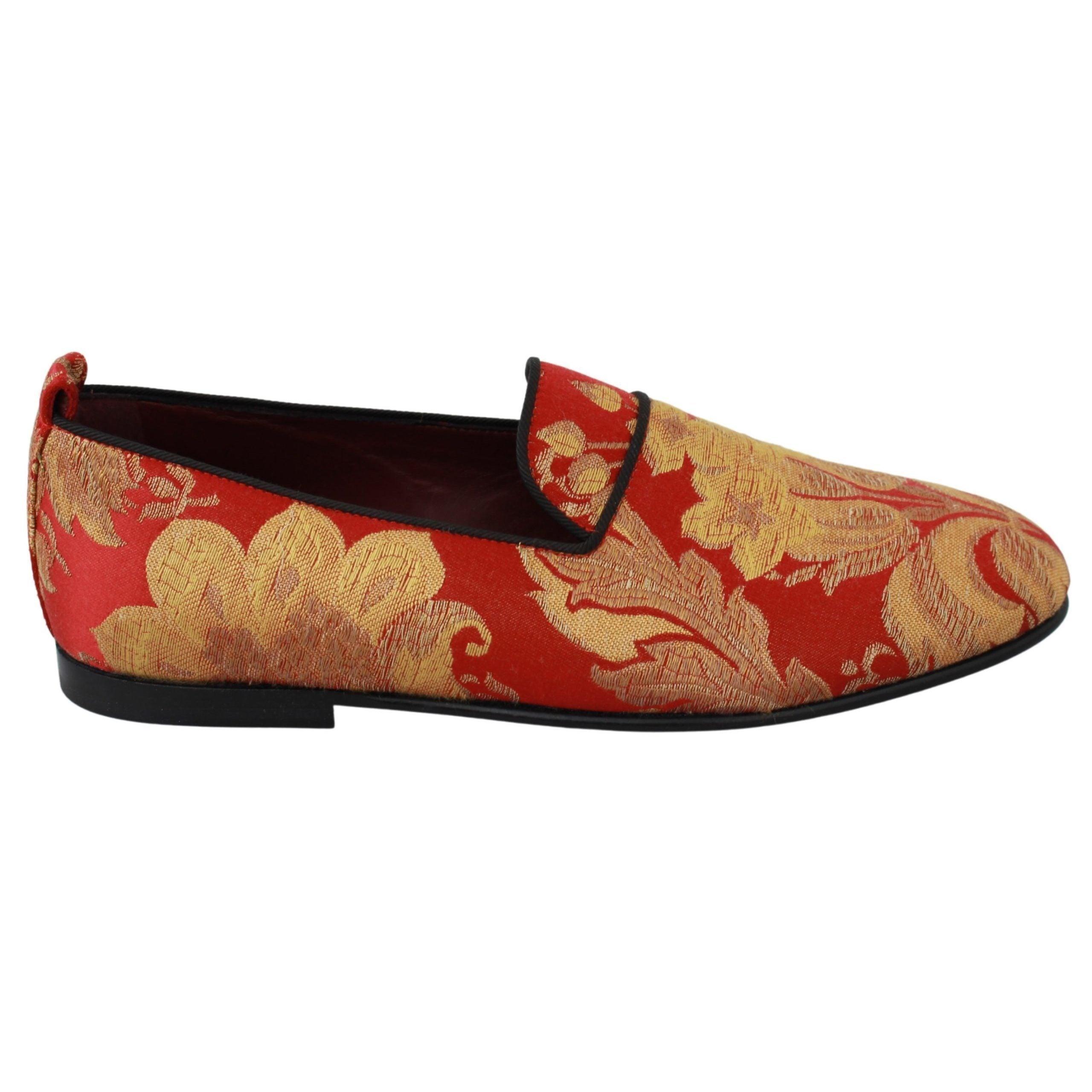 red and gold men loafers