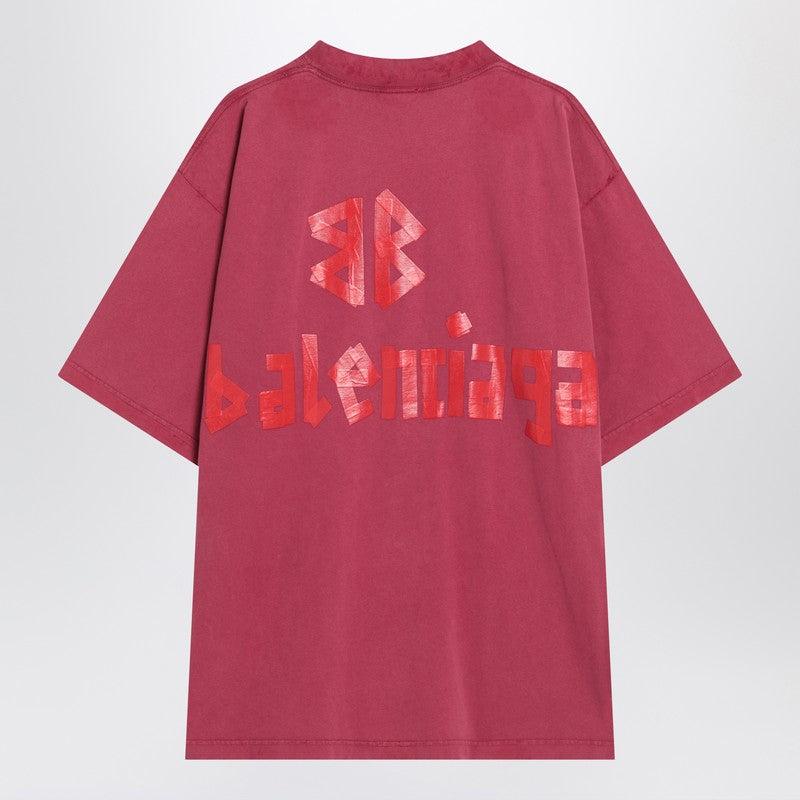 Tシャツ・カットソー Balenciaga Tape Type Raspberry-Coloured T-Shirt Balenciaga Tape Type Raspberry-Coloured T-Shirt for Men