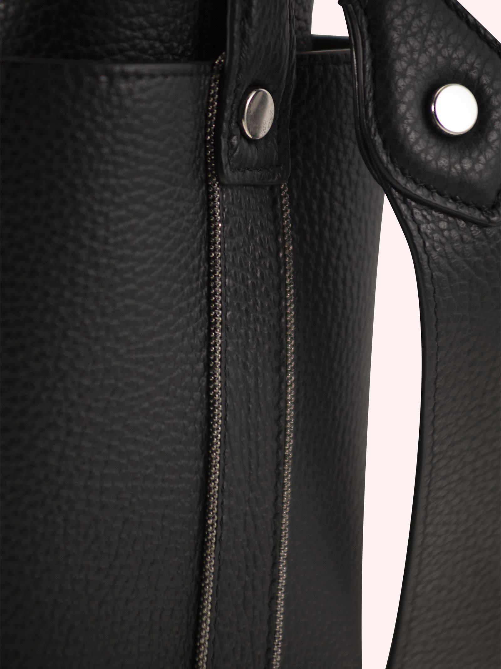 Fabiana Filippi Leather Bag With Diamond Thread in Black