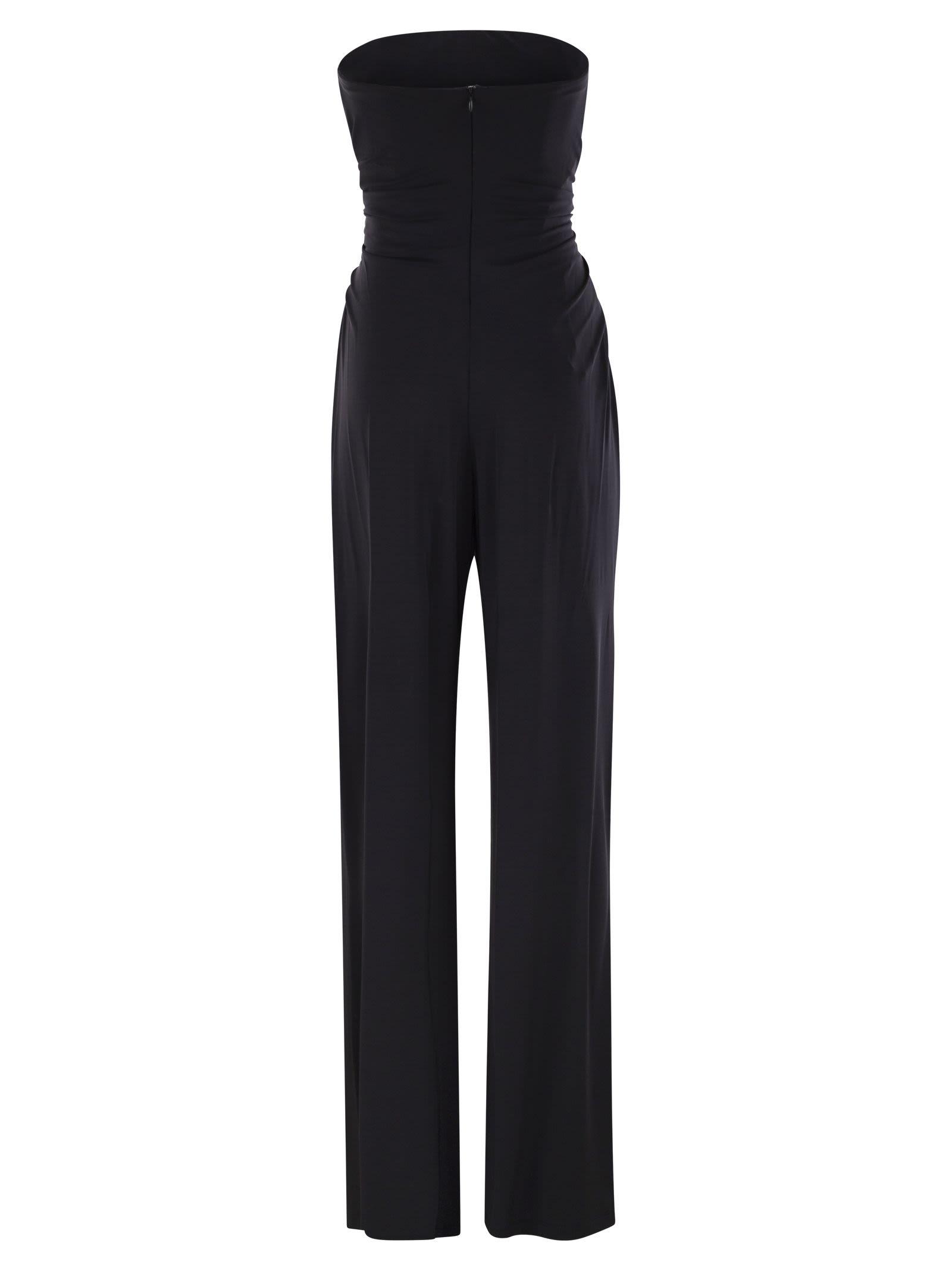 オールインワン・サロペット Max Mara FIERO - Viscose jersey bustier jumpsuit Max Mara Fiero in Blue | Lyst UK