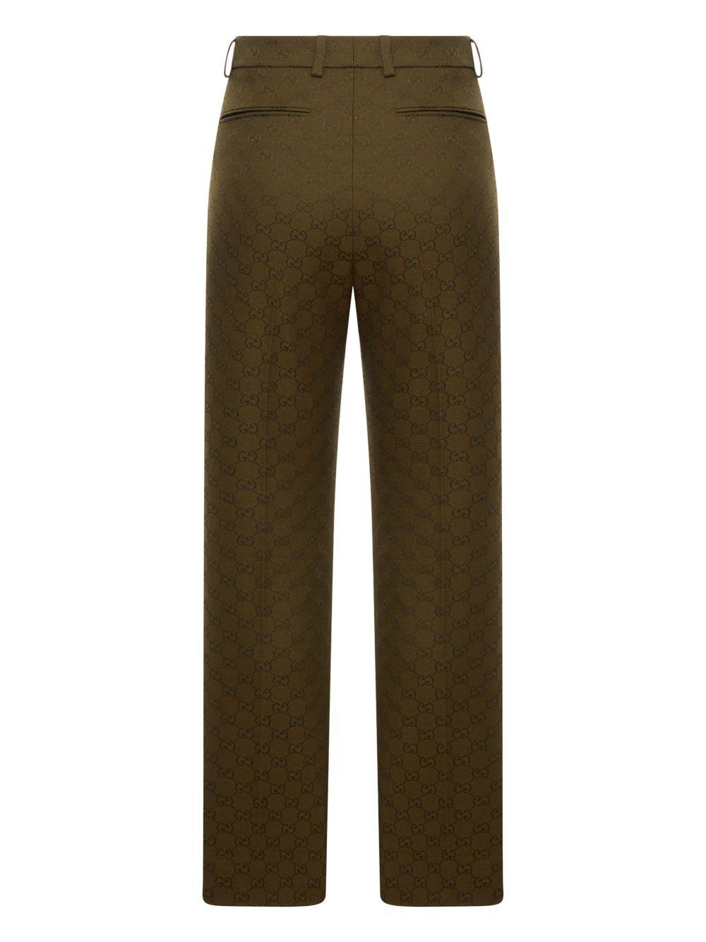 パンツ GUCCI OLIVE GREEN GG FABRIC PANT Women's Gucci Straight-leg pants | Lyst