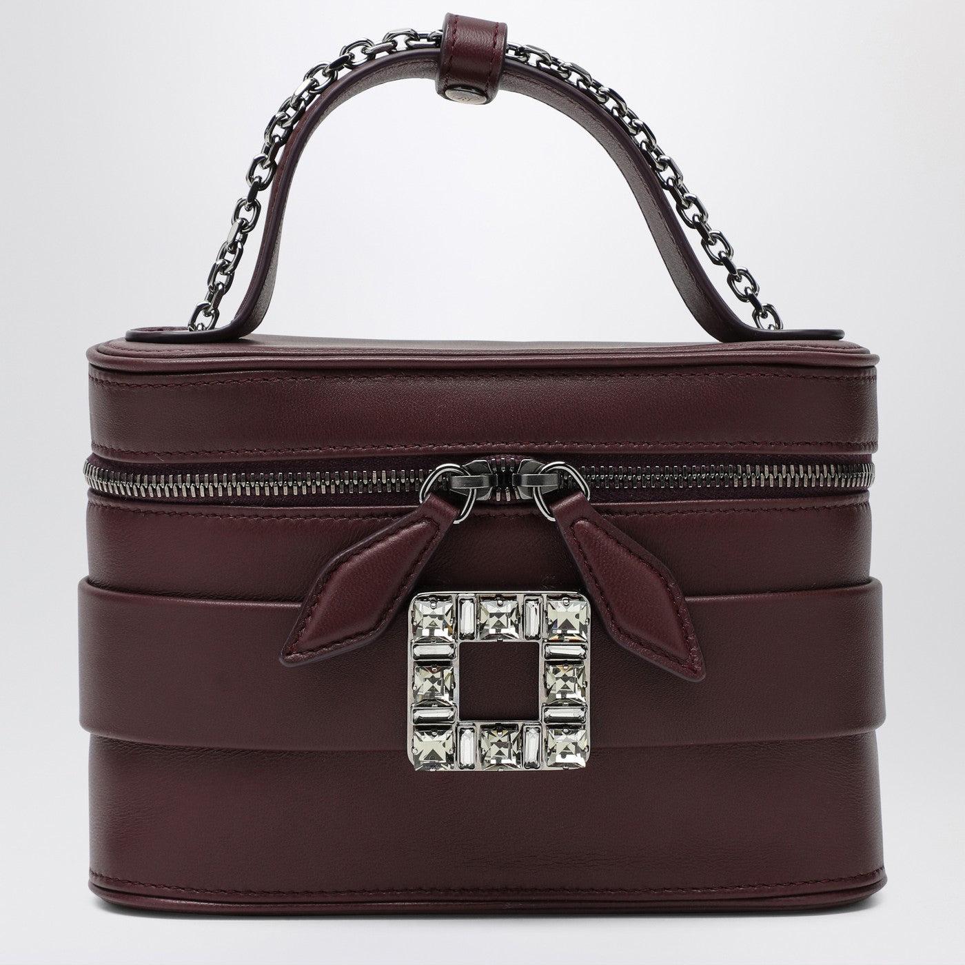 Roger Vivier Leather Vanity Bag Bordeaux With Rhinestone