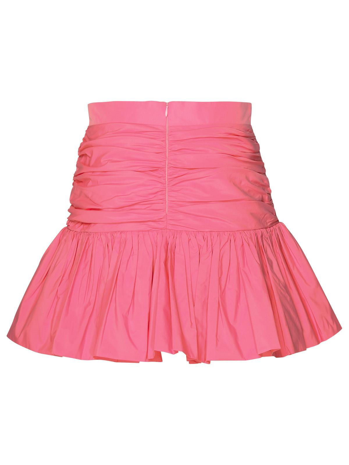 Pink pleated polyester skirt hotsell