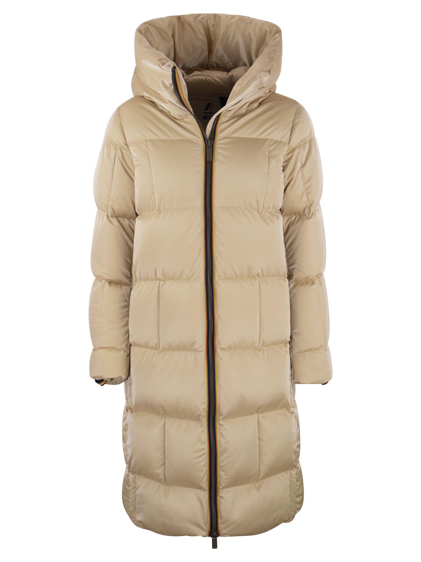 K Way K Way Orlin Long Hooded Down Jacket in Natural Lyst Canada