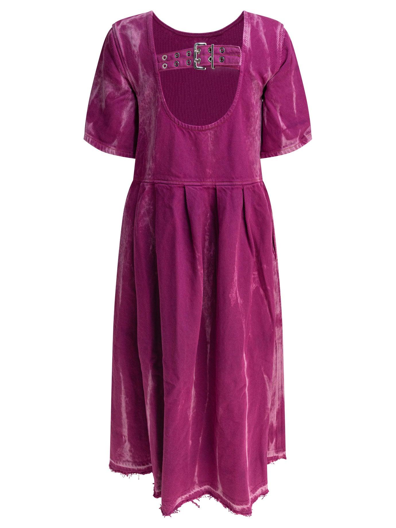 ワンピース Ganni Overdyed Heavy Denim Open-Back Midi Dress Ganni Denim Midi Dress With Open Back in Purple | Lyst UK