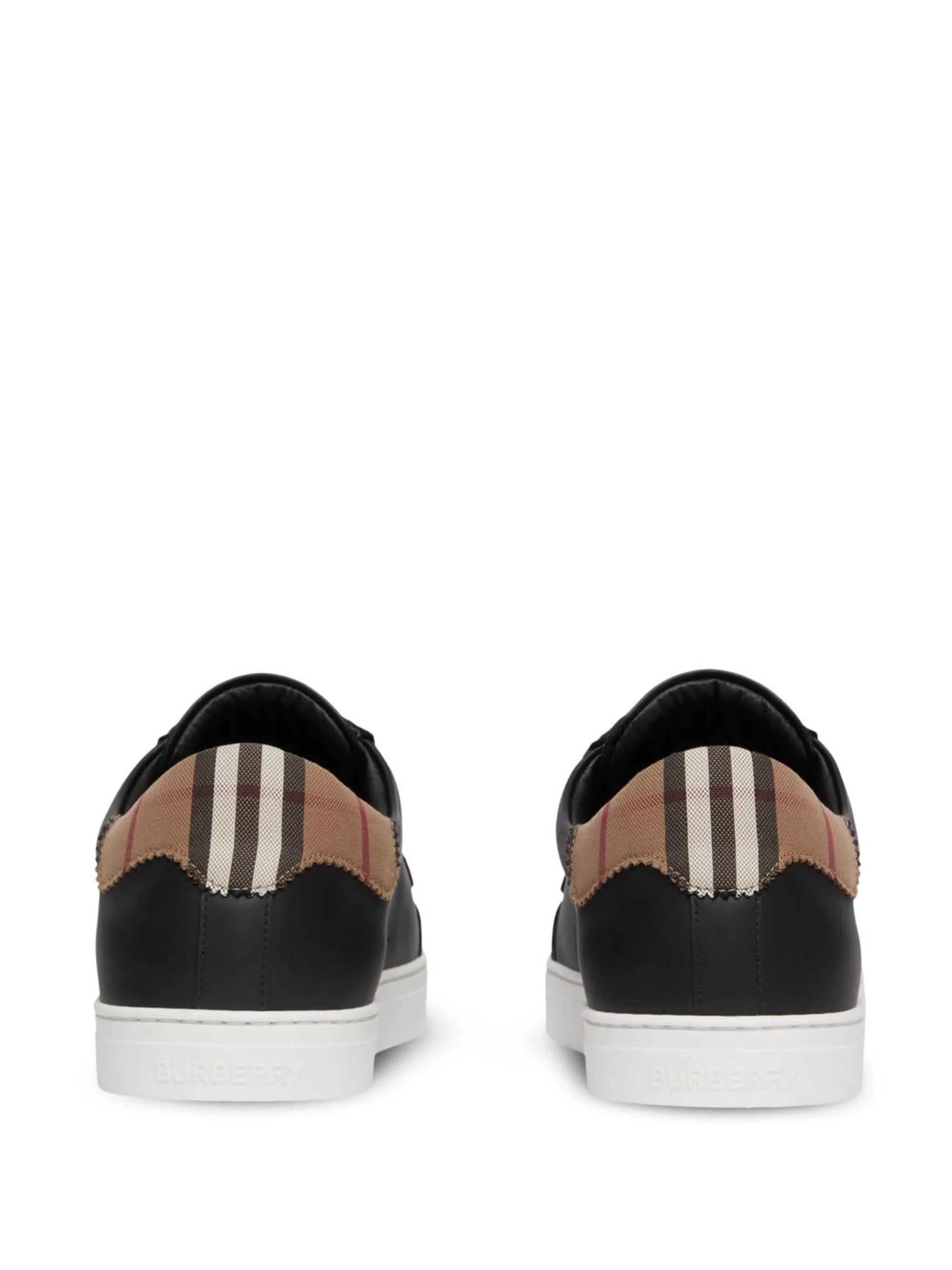 Burberry Leather Suede And Vintage Check Cotton Sneakers in Black for Men Lyst