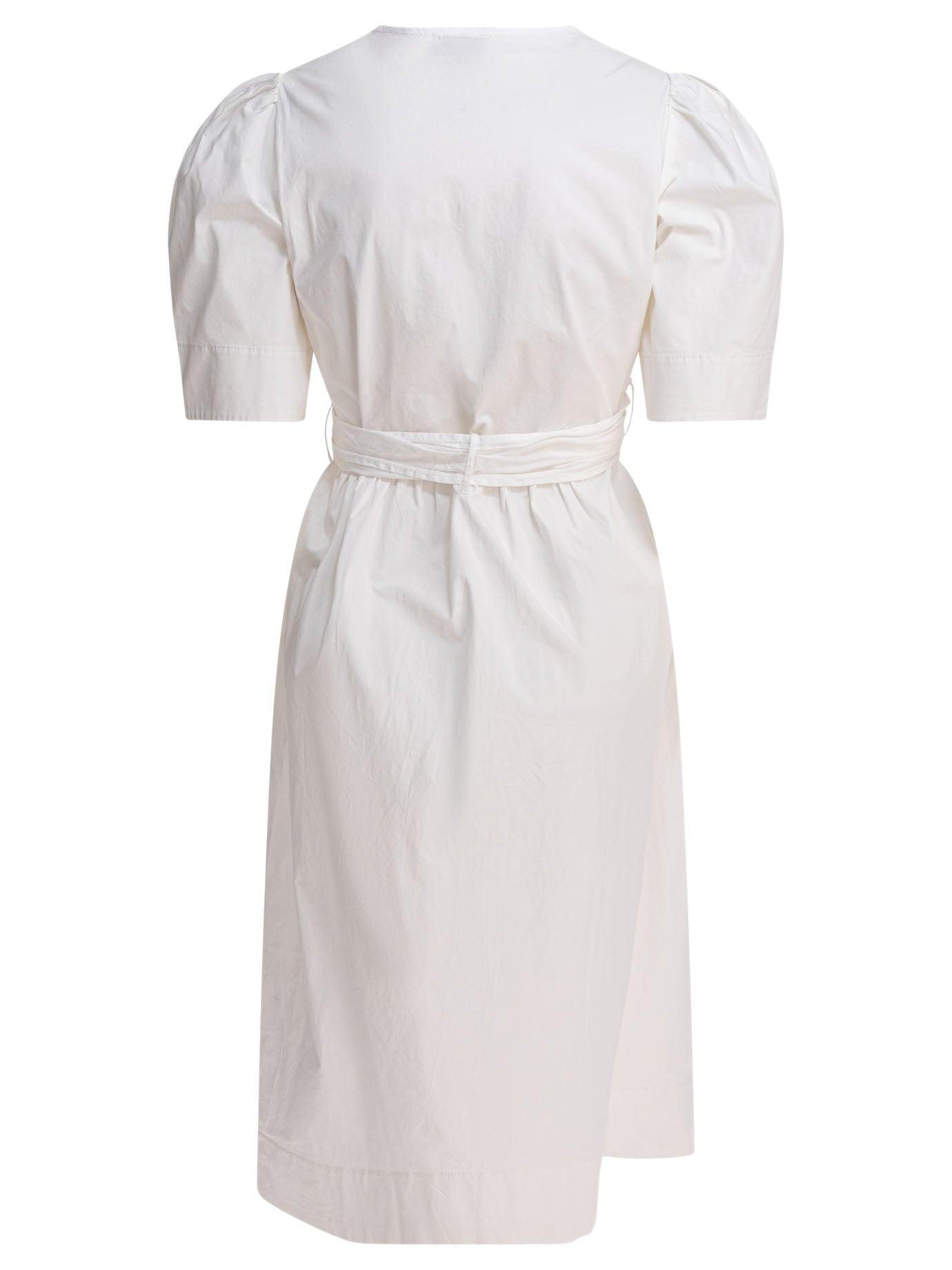 Ganni Midi Dress With Bows in White | Lyst