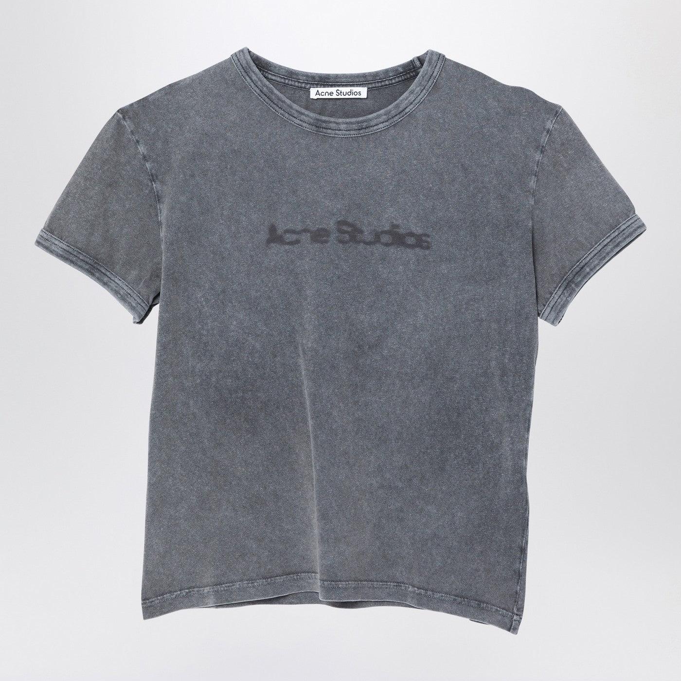 Acne Studios Washed Cotton T-Shirt With Logo in Gray | Lyst