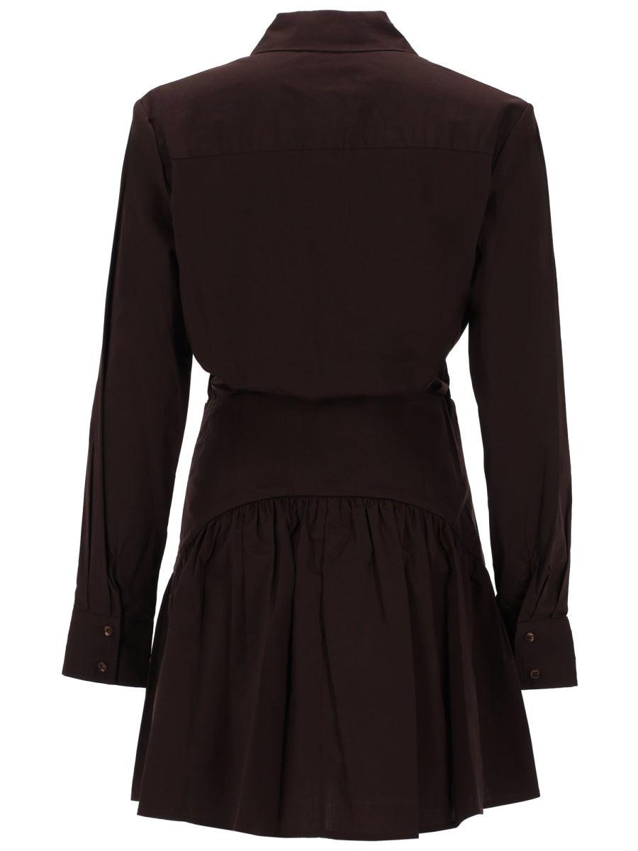 staud rocco mini dress STAUD Rocco gathered stretch-cotton poplin mini shirt dress