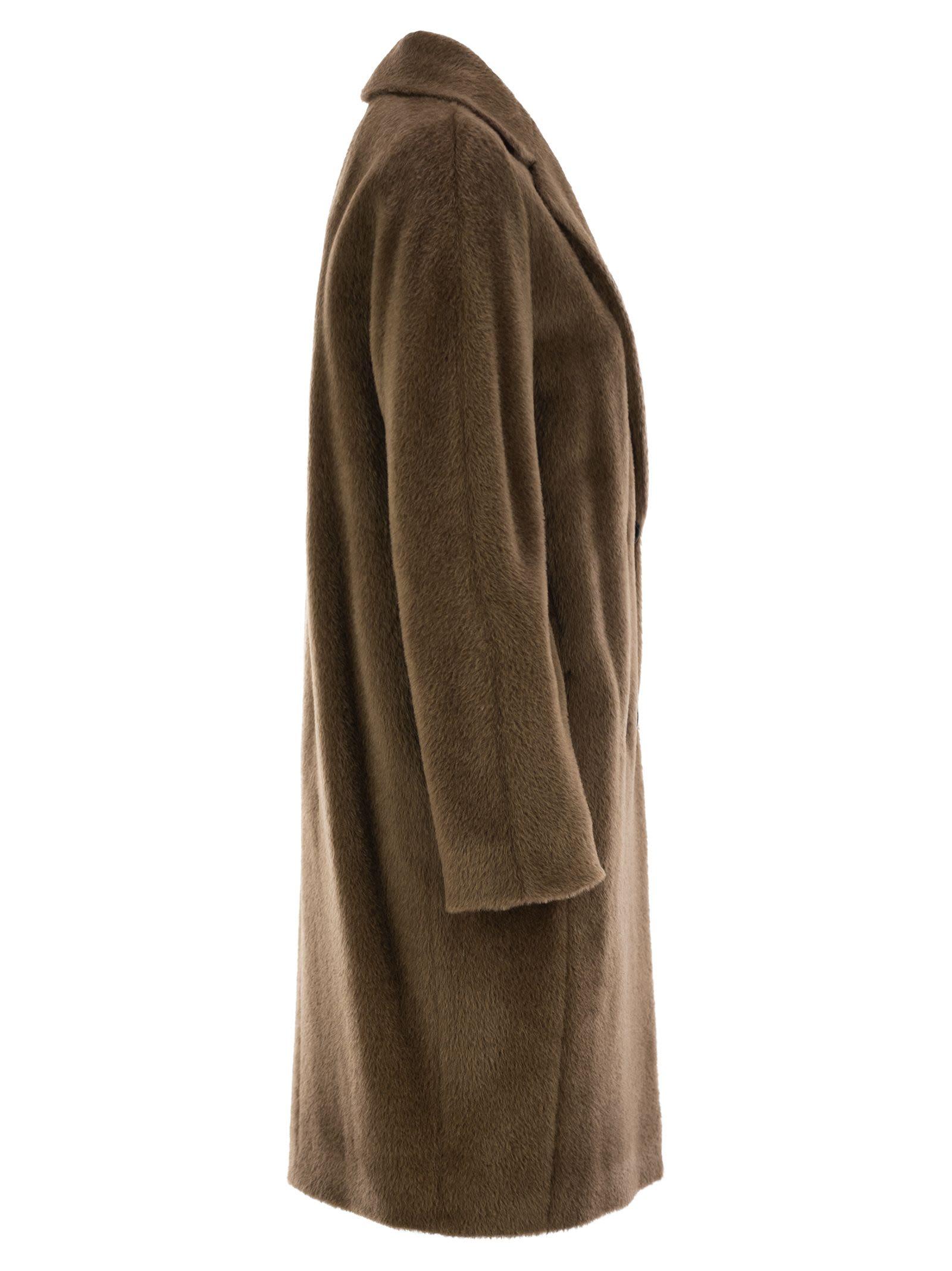 Max Mara Roseto Alpaka und Wolle Midi Mantel in Braun Lyst CH