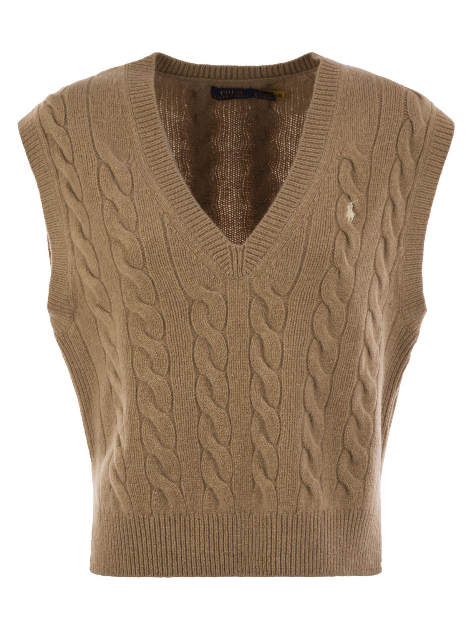 Polo Ralph Lauren Wool And Cashmere Cable-Knit Vest in Brown Lyst UK