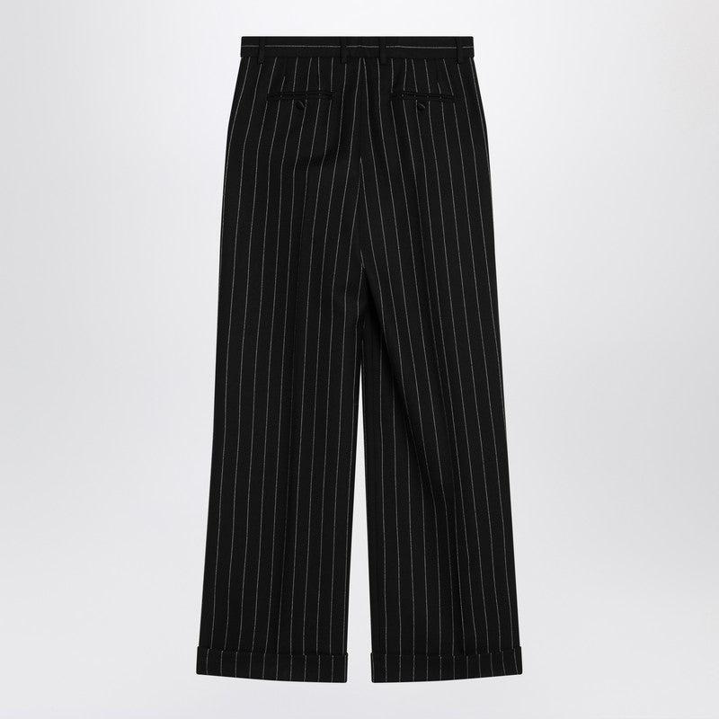 Dolce & Gabbana Wide Pinstriped Pants in Black | Lyst