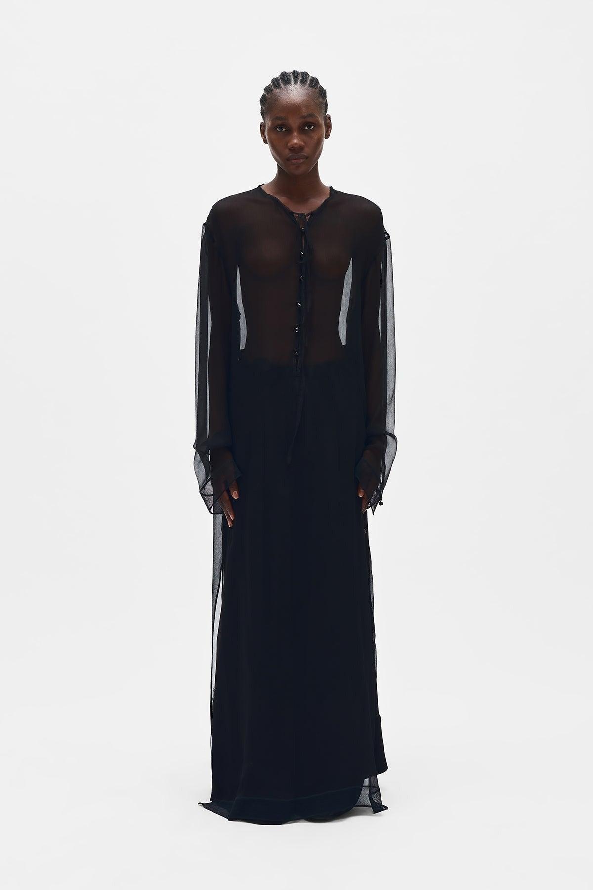 ワンピース Ann Demeulemeester SOFIA LONG SLEEVELESS DRESS sofia-wool-silk-jersey-long-