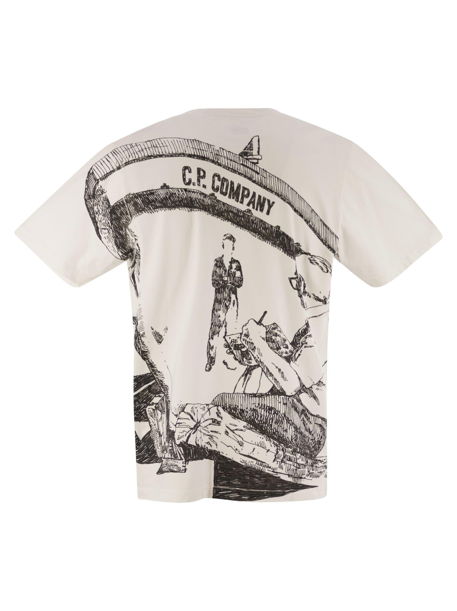 C.P. Company Cotton T-Shirt With Print On The Back in White for 
