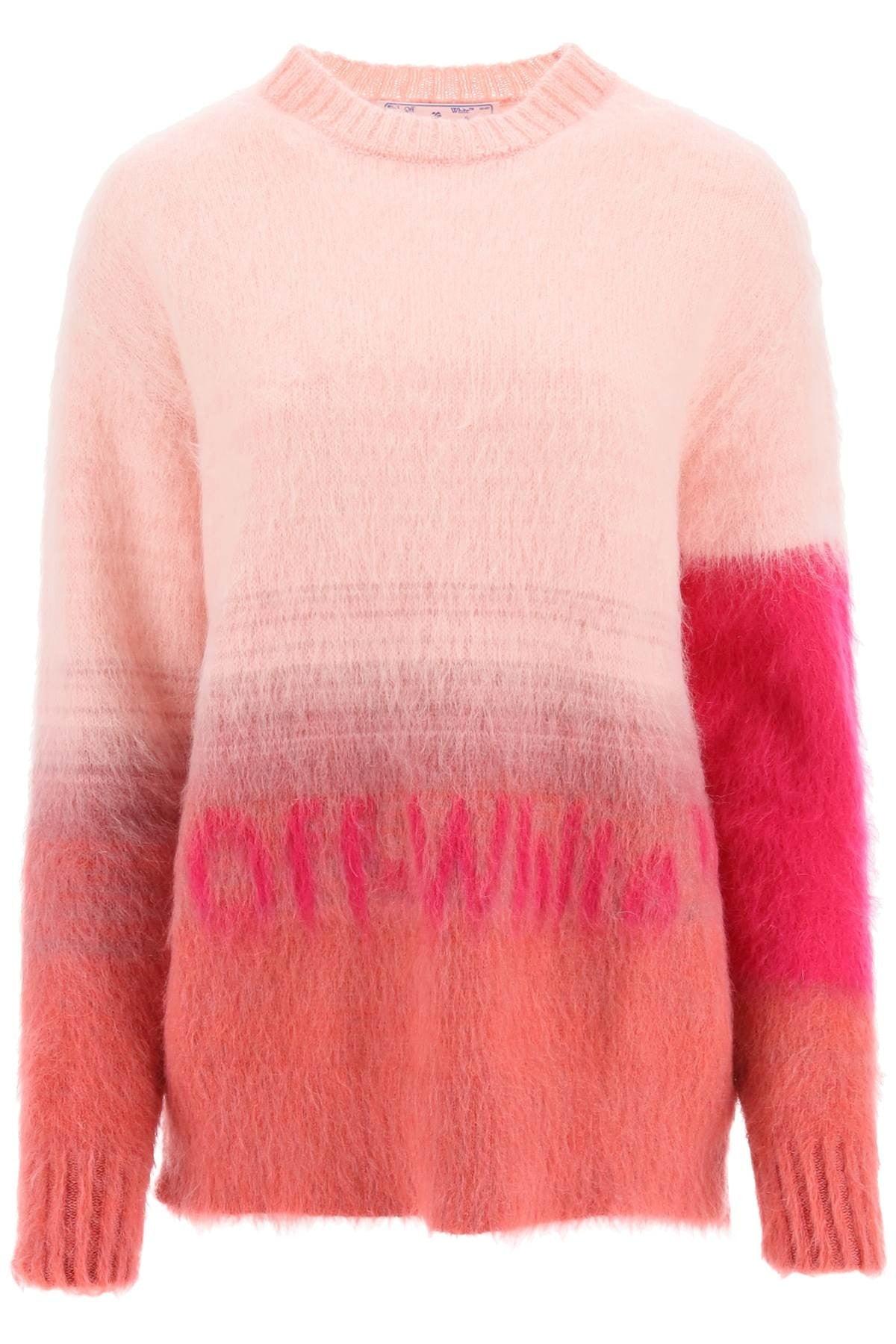 Off-White c/o Virgil Abloh Helvetica Logo Mohair Sweater in Pink | Lyst
